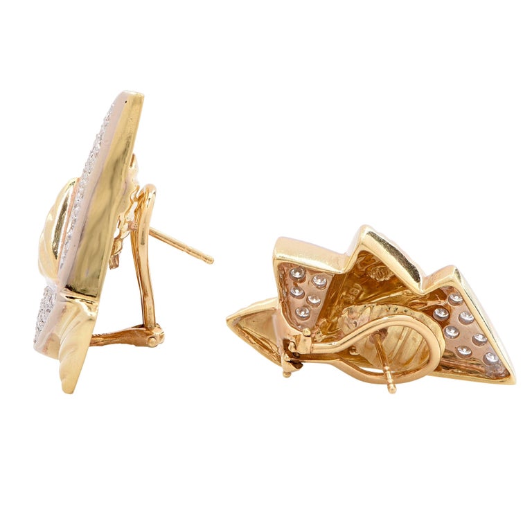 Diamond Yellow Gold Earrings For Sale at 1stDibs