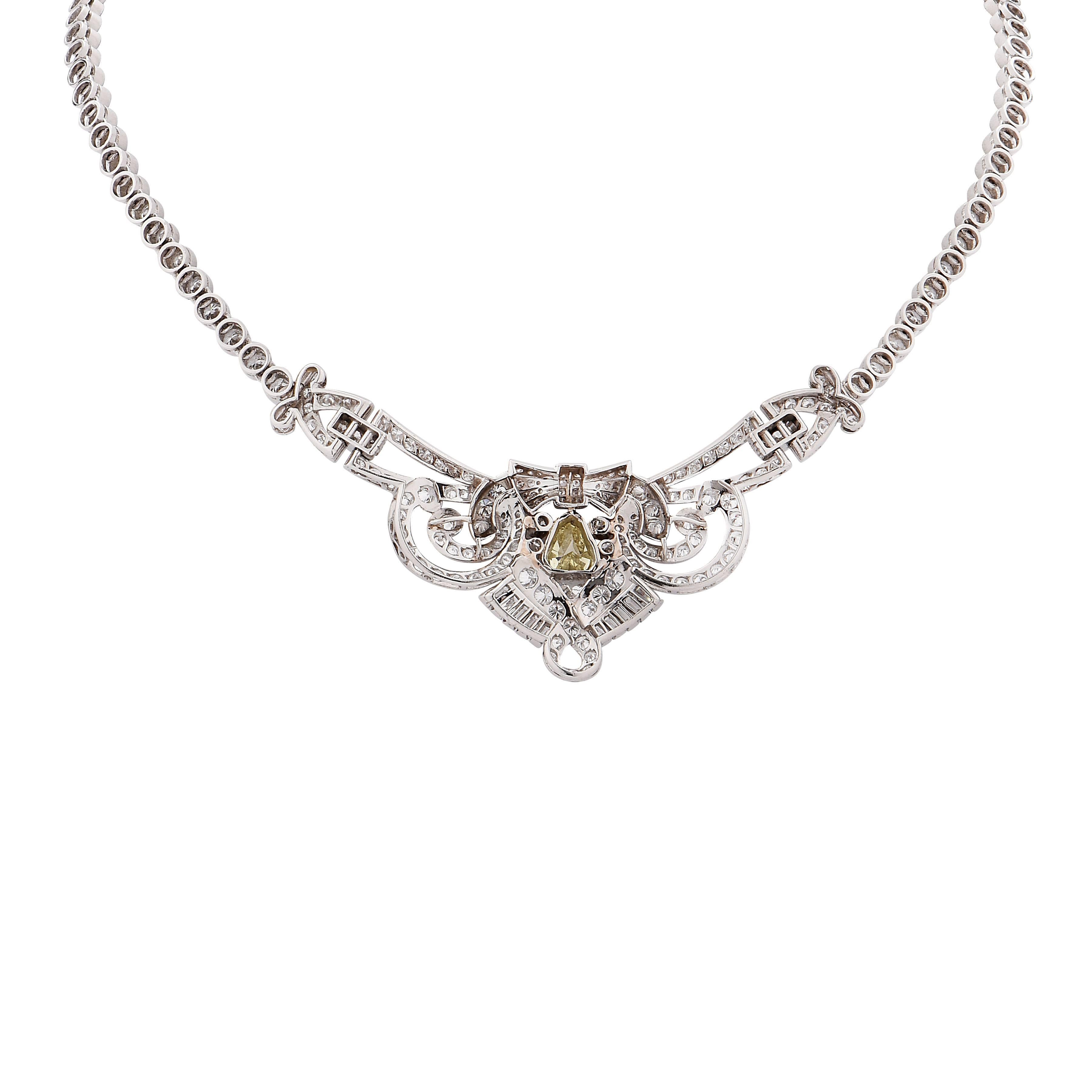 12 Carat Diamond Platinum Necklace In Excellent Condition For Sale In Bay Harbor Islands, FL