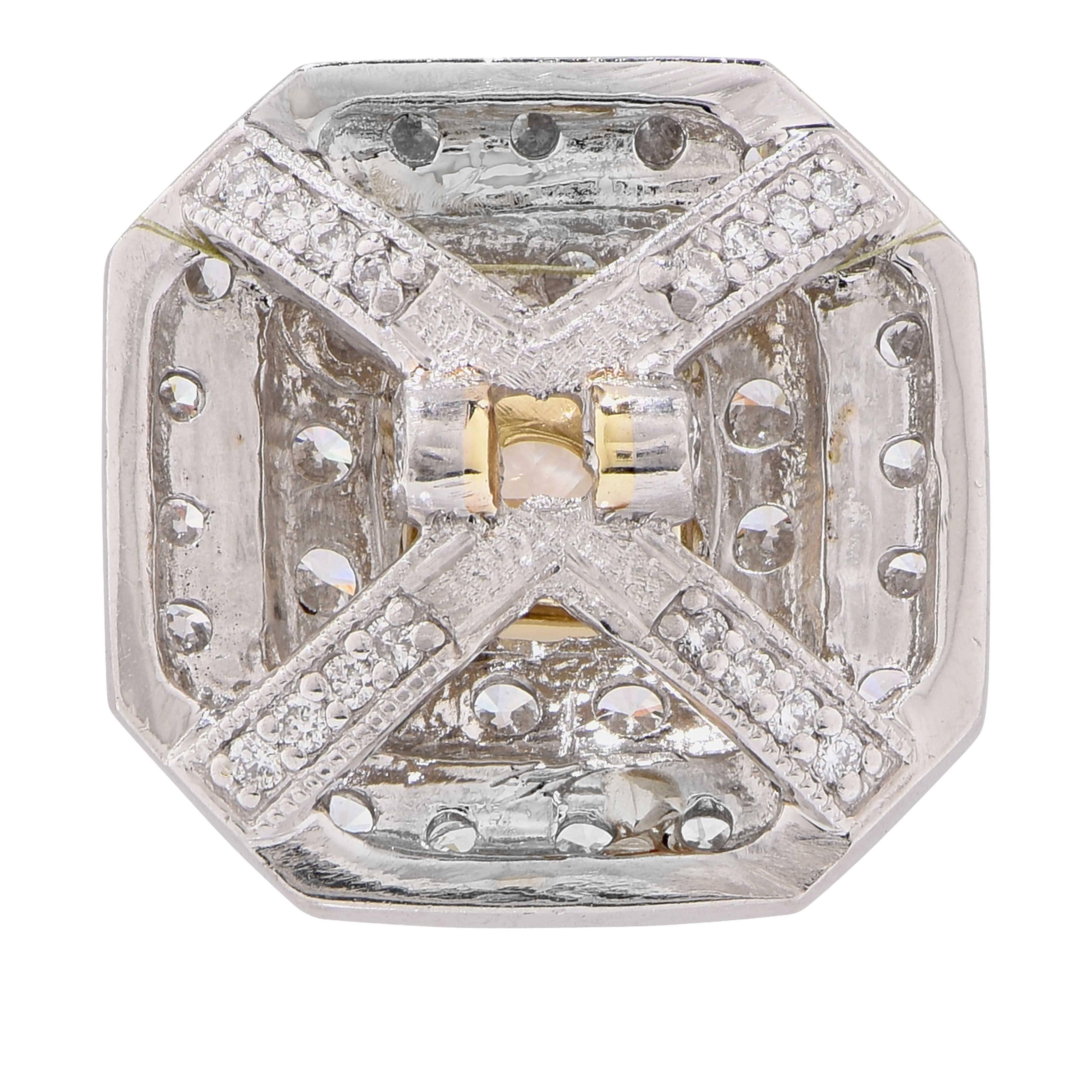 Women's or Men's 3.15 Carat Fancy Colored and White Diamond Platinum Pendant For Sale