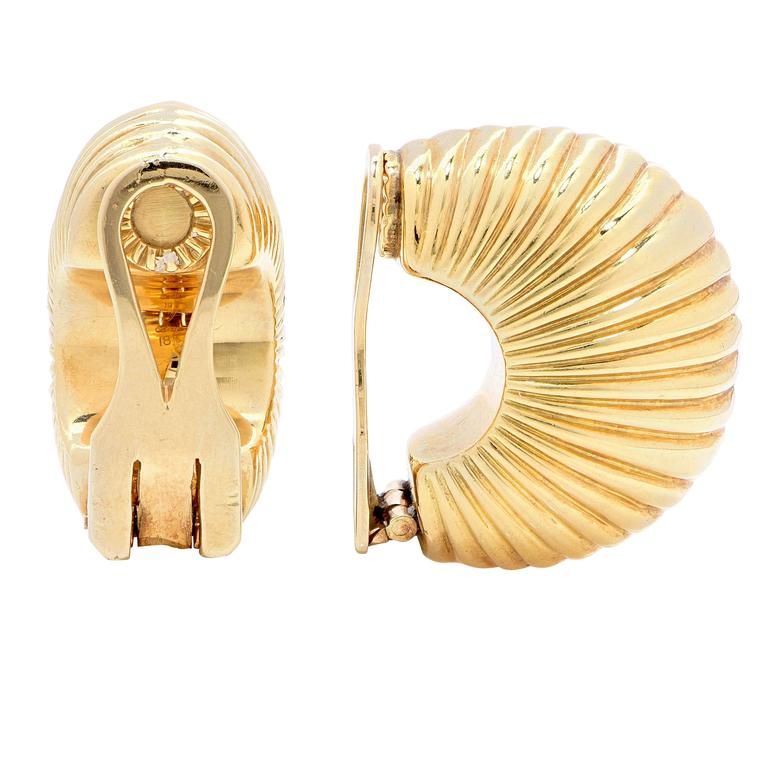 Gold Shell Ear Clips at 1stdibs