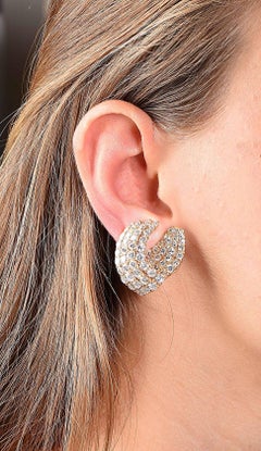 11 Karat Diamant V-förmige Ohrclips aus Gelbgold