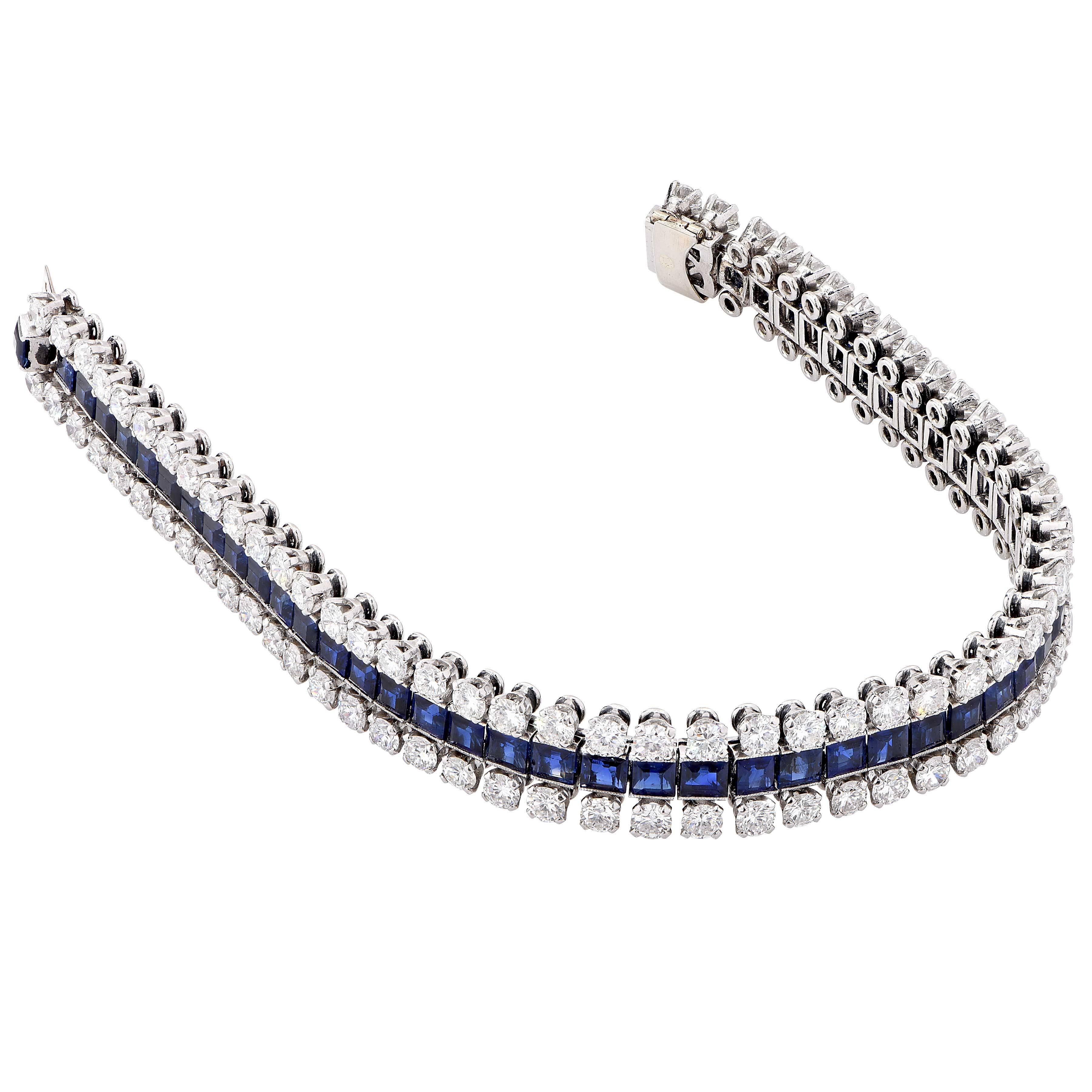 diamond and sapphire bracelet white gold