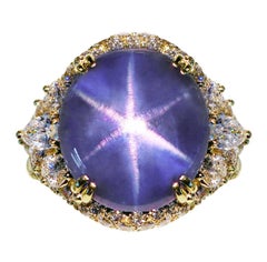 Important 39 Carat Henry Dunay Star Sapphire Diamond Gold Ring