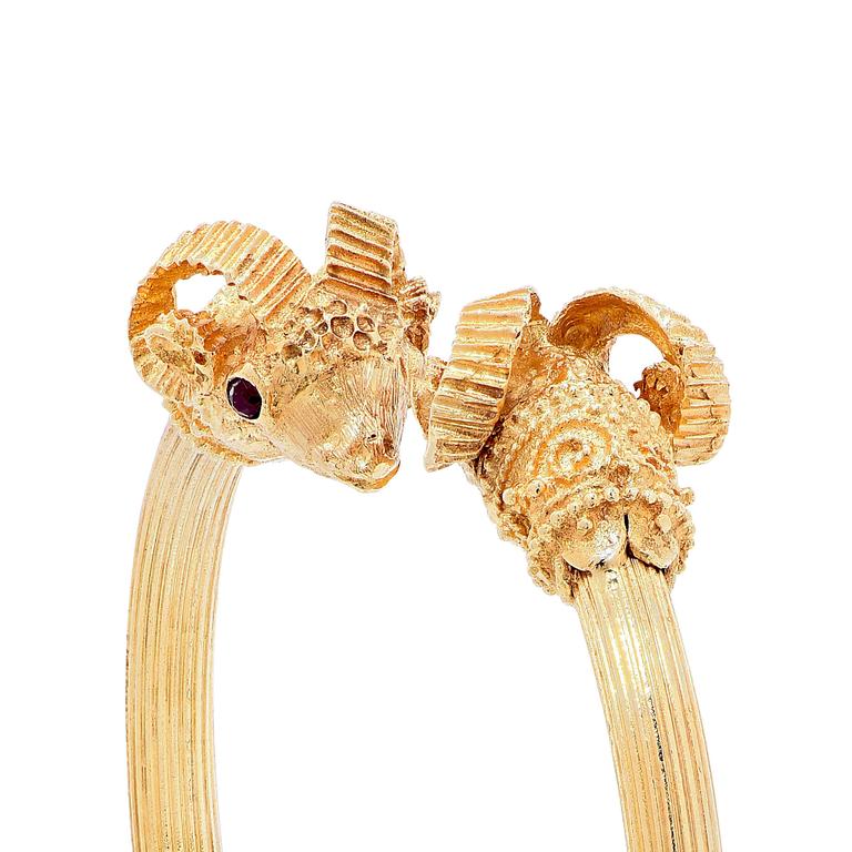 Ilias Lalaounis Rams Head Bangle Bracelet With Ruby Eyes at 1stDibs ...