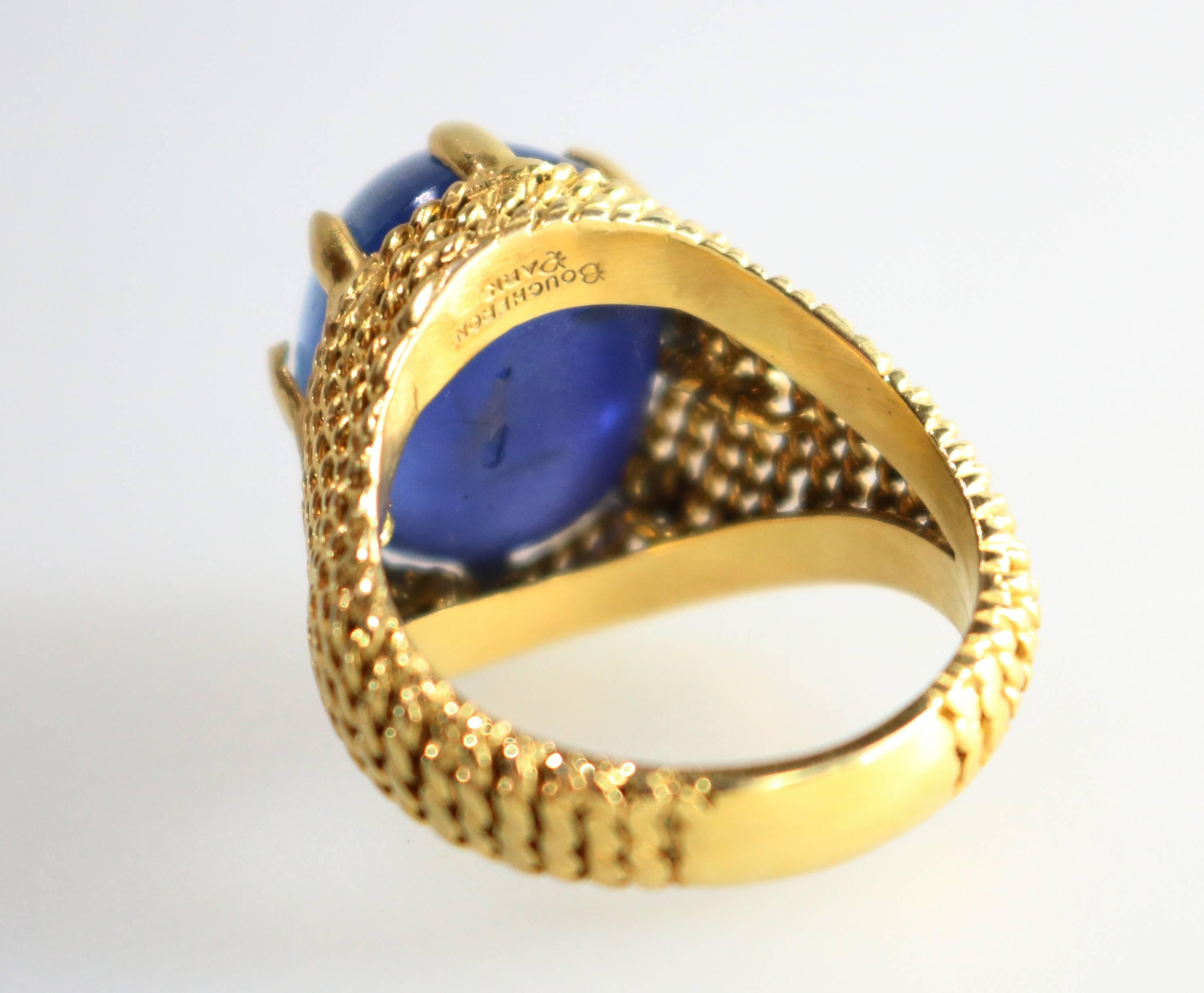 Boucheron Paris 19.10 Carat AGL Natural No Heat Star Sapphire Yellow Gold Ring 1