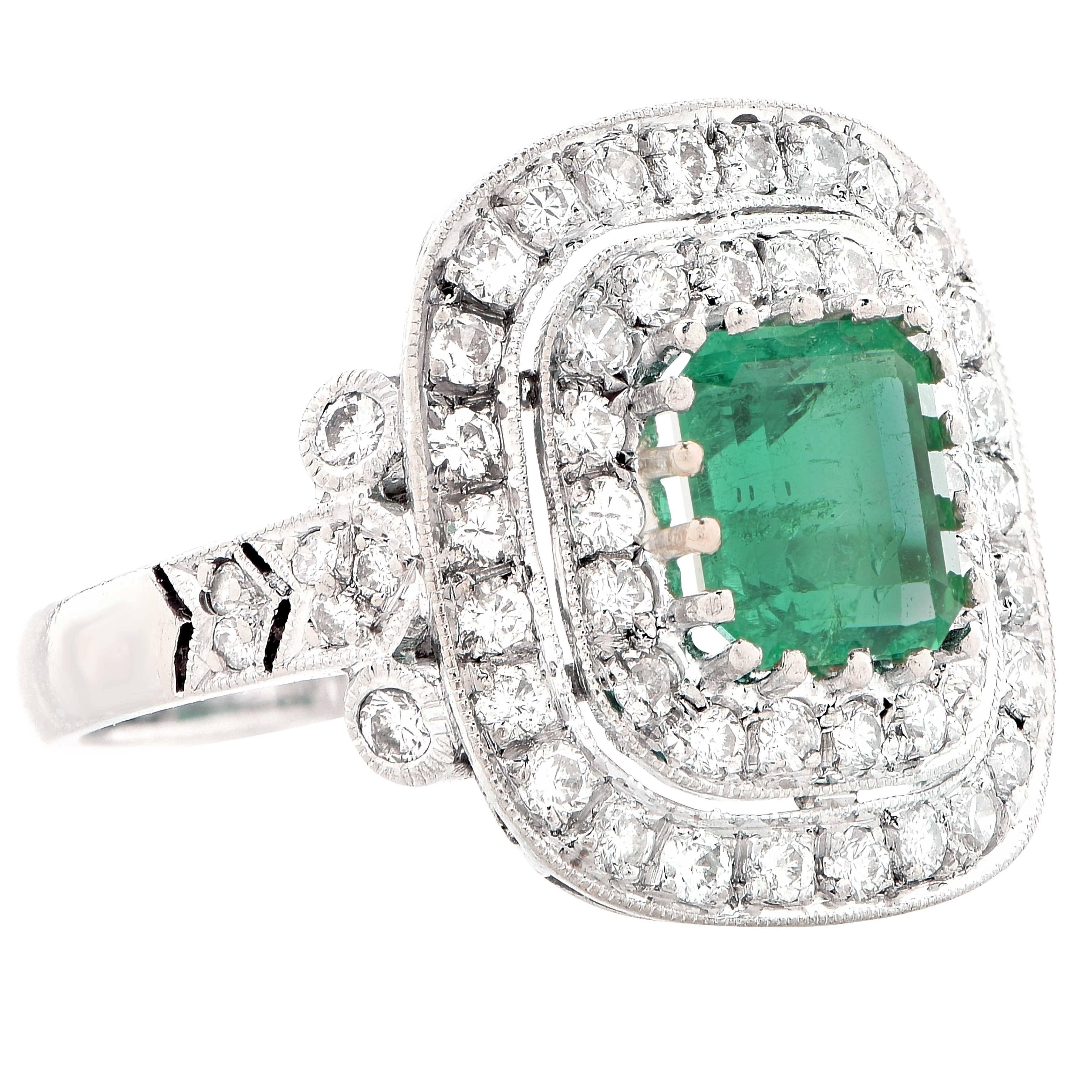 1.5 carat emerald diamond ring