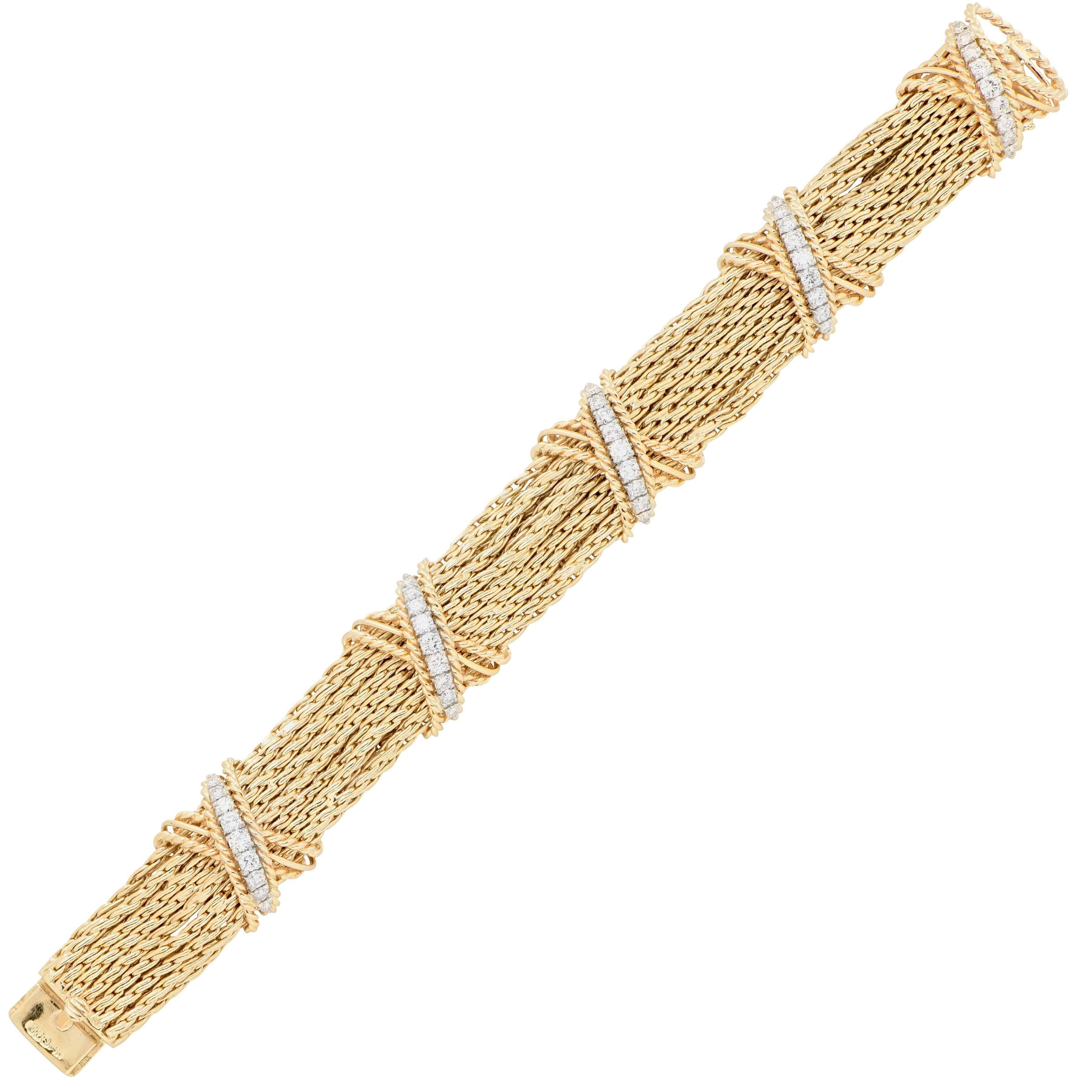 3 Carat Yellow Gold Rope Bracelet In Excellent Condition In Bay Harbor Islands, FL