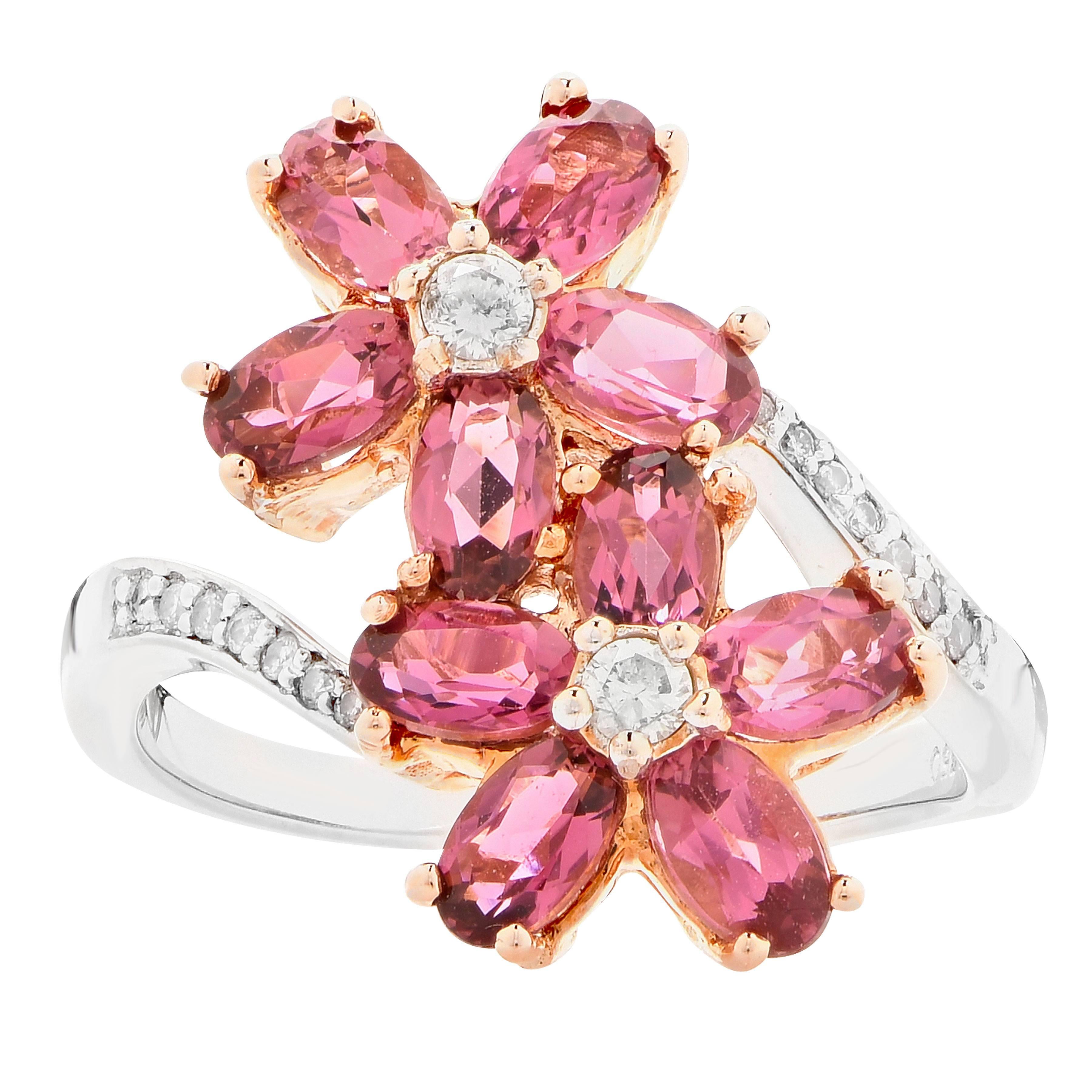 Pink Sapphire Diamond Gold Ring In Excellent Condition In Bay Harbor Islands, FL