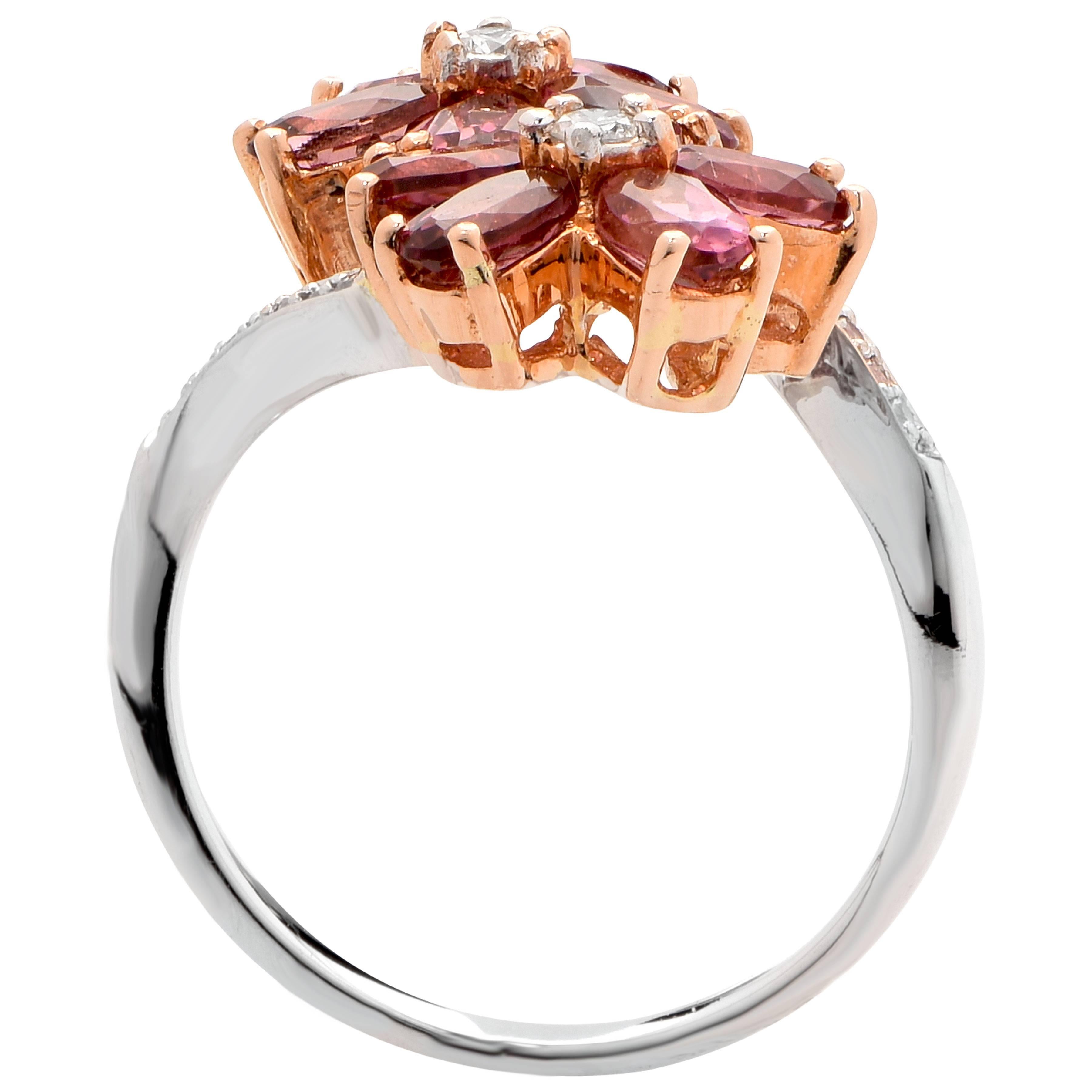 Pink Sapphire Diamond Gold Ring 1