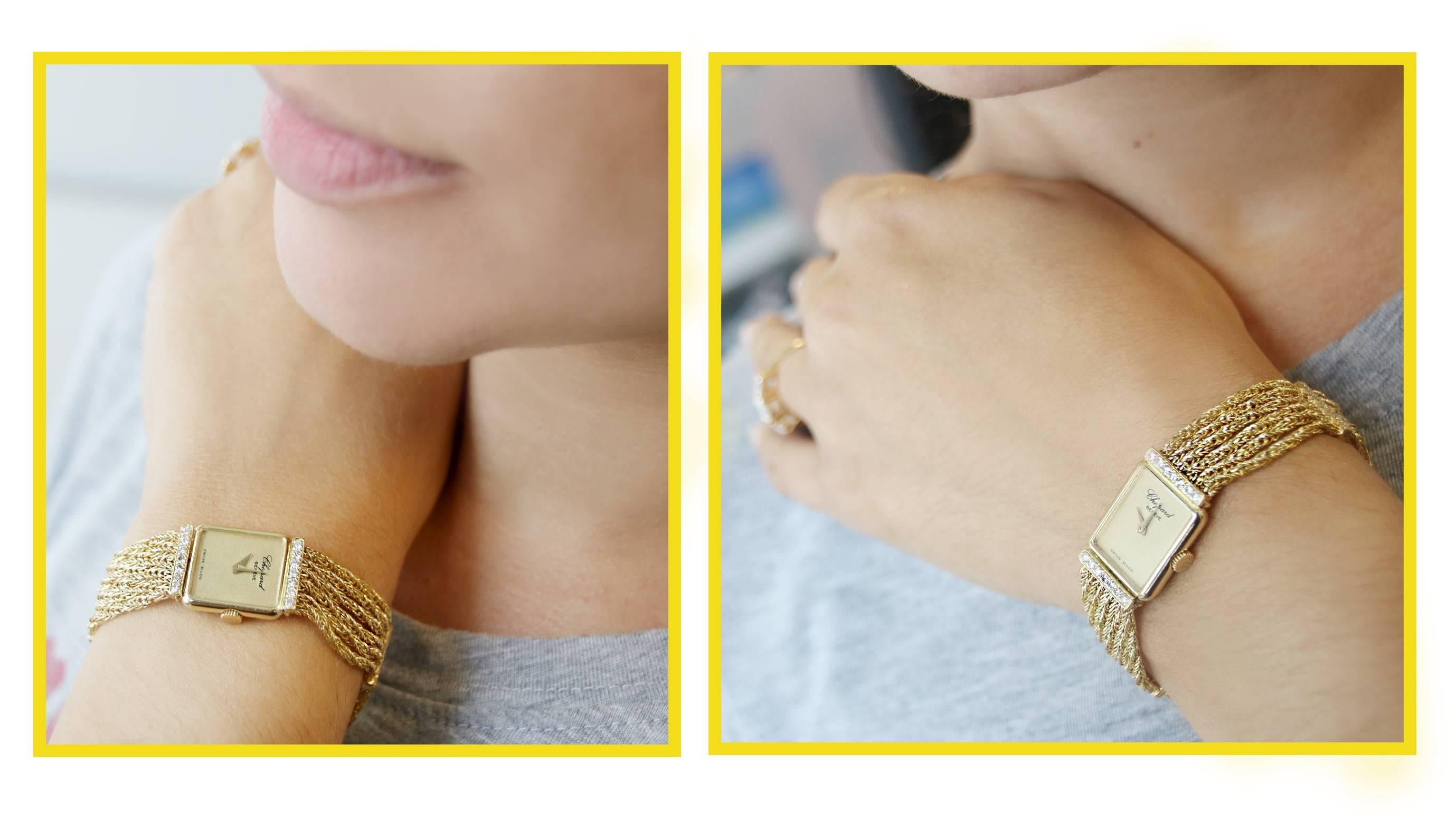Women's Chopard Ladies Yellow Gold Diamonds Mechanical Wristwatch For Sale