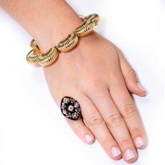 Vintage Enamel Diamond Gold Ring