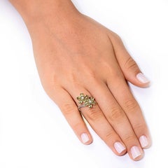 Peridot and Diamond Flower Ring