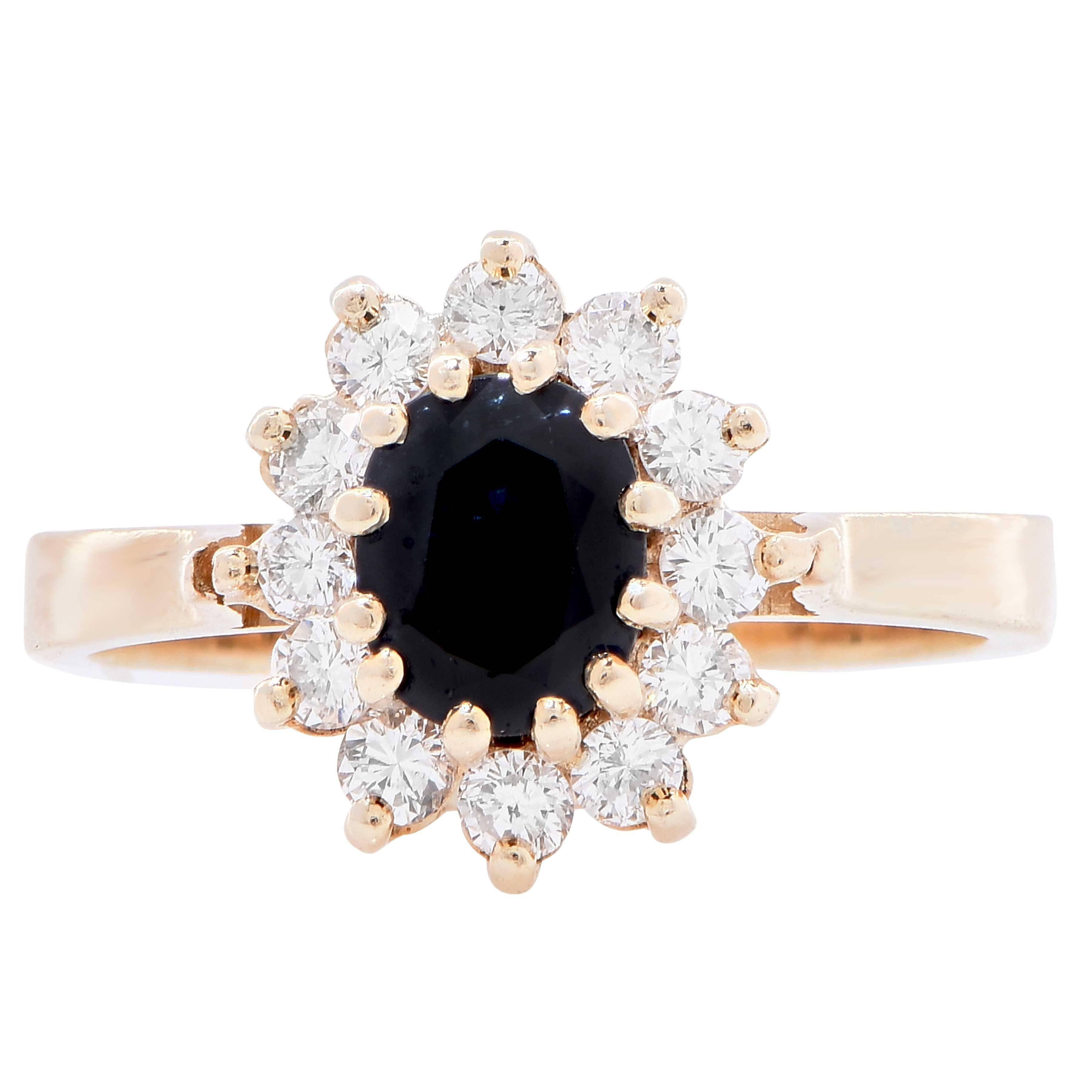 Goldring mit natürlichem Saphir und Diamant im Zustand „Hervorragend“ im Angebot in Bay Harbor Islands, FL