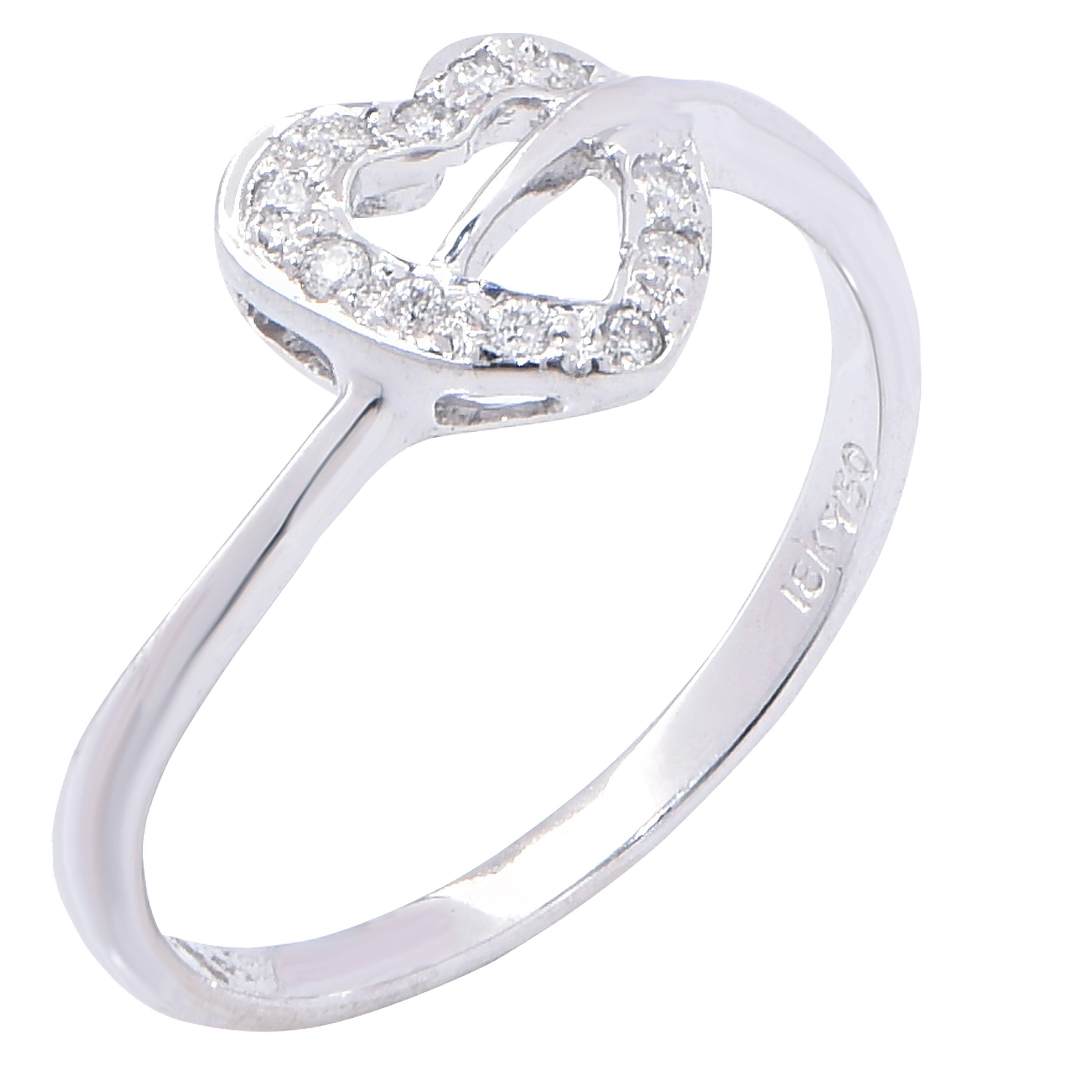 Ring aus Weißgold mit Herz-Diamant (Rundschliff) im Angebot