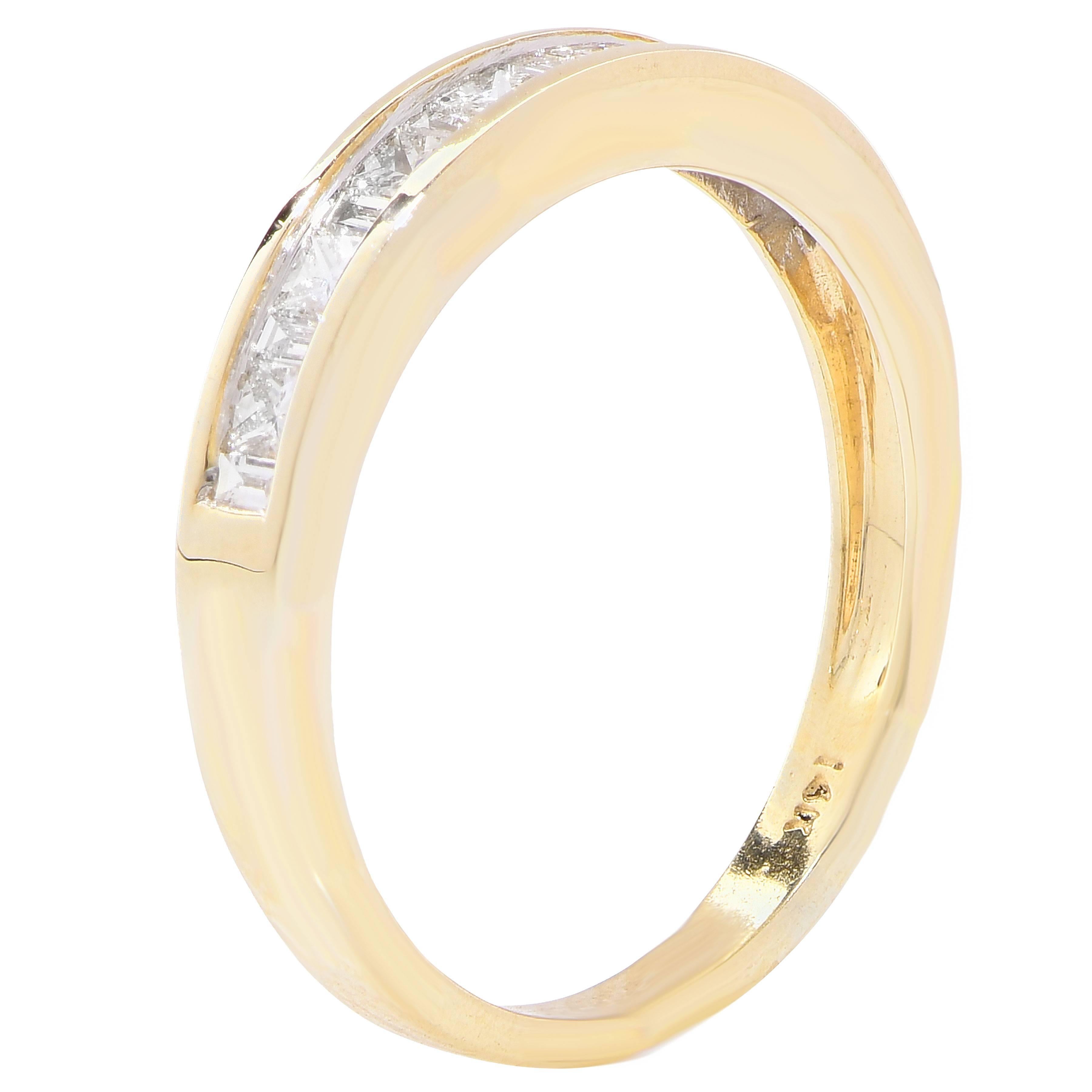 channel set wedding band yellow gold