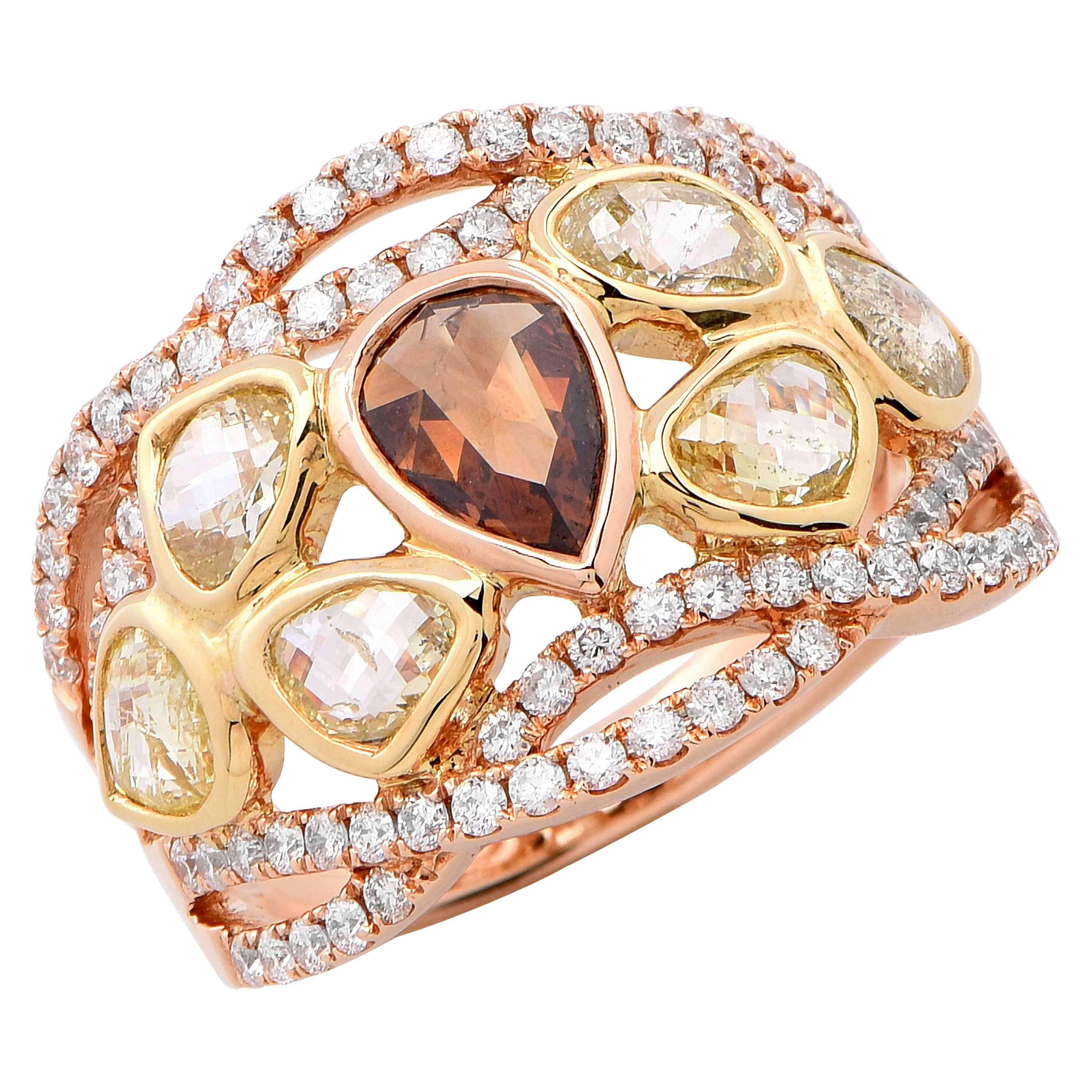 3.08 Carat Fancy Colored Diamond rose gold Ring For Sale 1