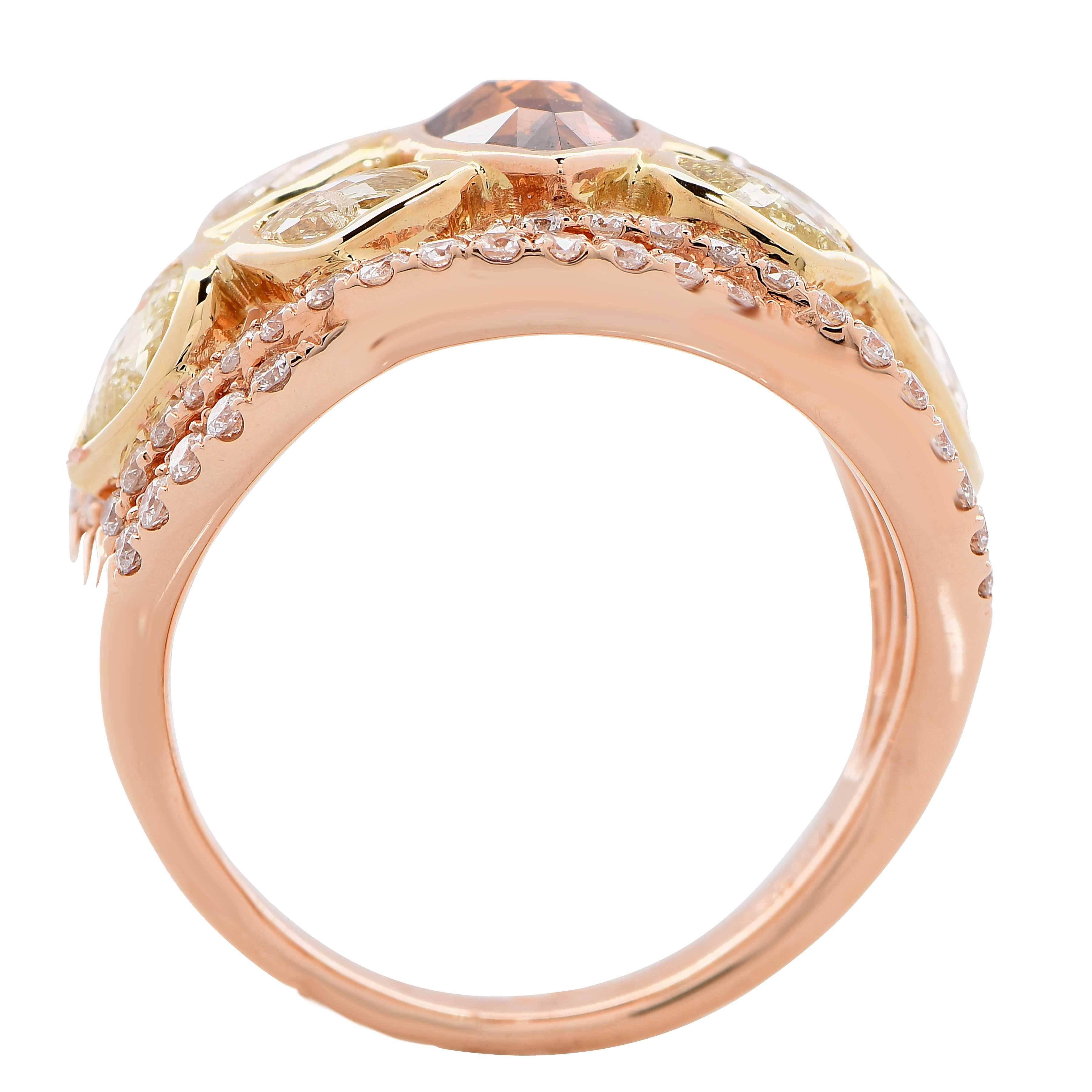 3.08 Carat Fancy Colored Diamond rose gold Ring For Sale 2
