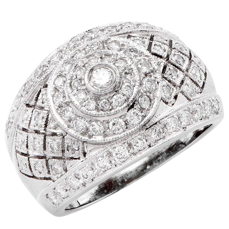 .90 Carat Diamond White Gold Cocktail Ring For Sale at 1stDibs