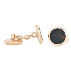 Manschettenknöpfe aus Gelbgold mit Chalcedon