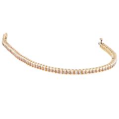 2.8 Carat Cognac Diamond Yellow Gold Channel Set Tennis Bracelet