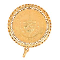 1916 Cuban Diez Pesos Gold Coin Pendant