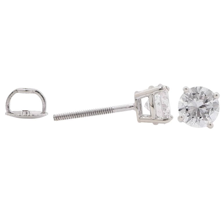 1 2 Carat Total Weight Diamond Stud Earrings At 1stdibs 1 2 Carat Total Weight Diamond Stud Earrings Featuring Two Round Brilliant Cut Diamonds With A