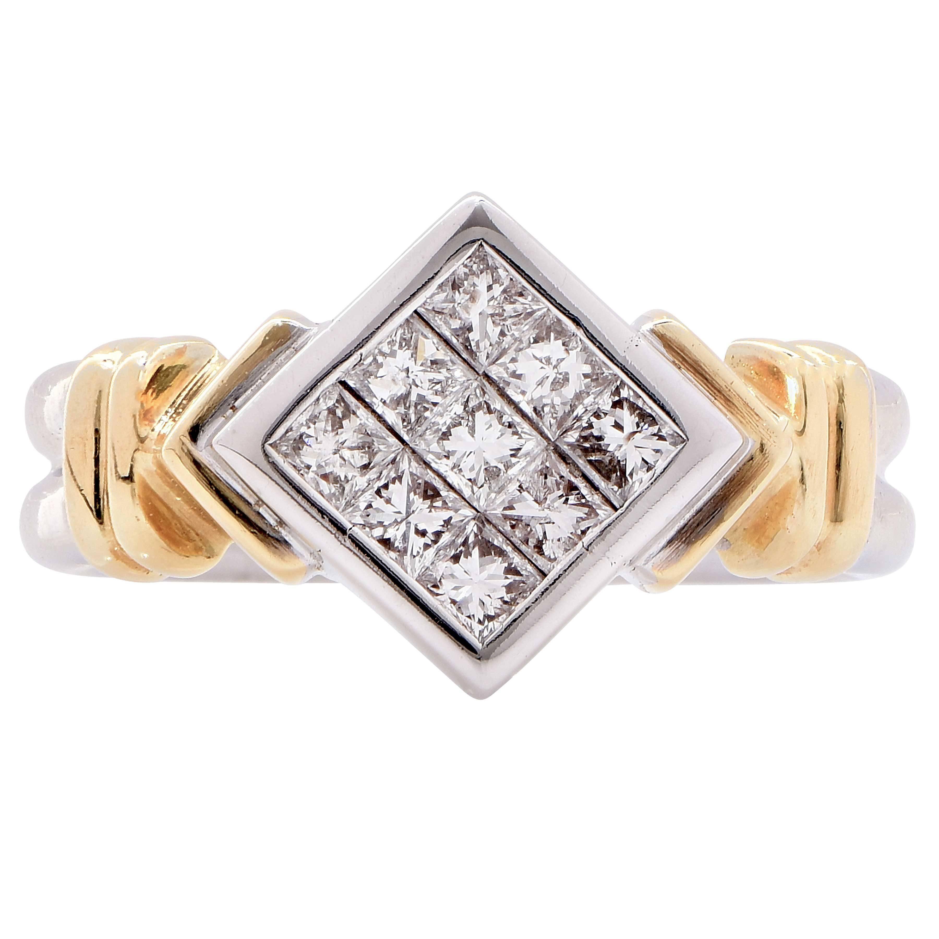 .60 Carat Princess Cut Diamond White and Yellow Gold Ring 2