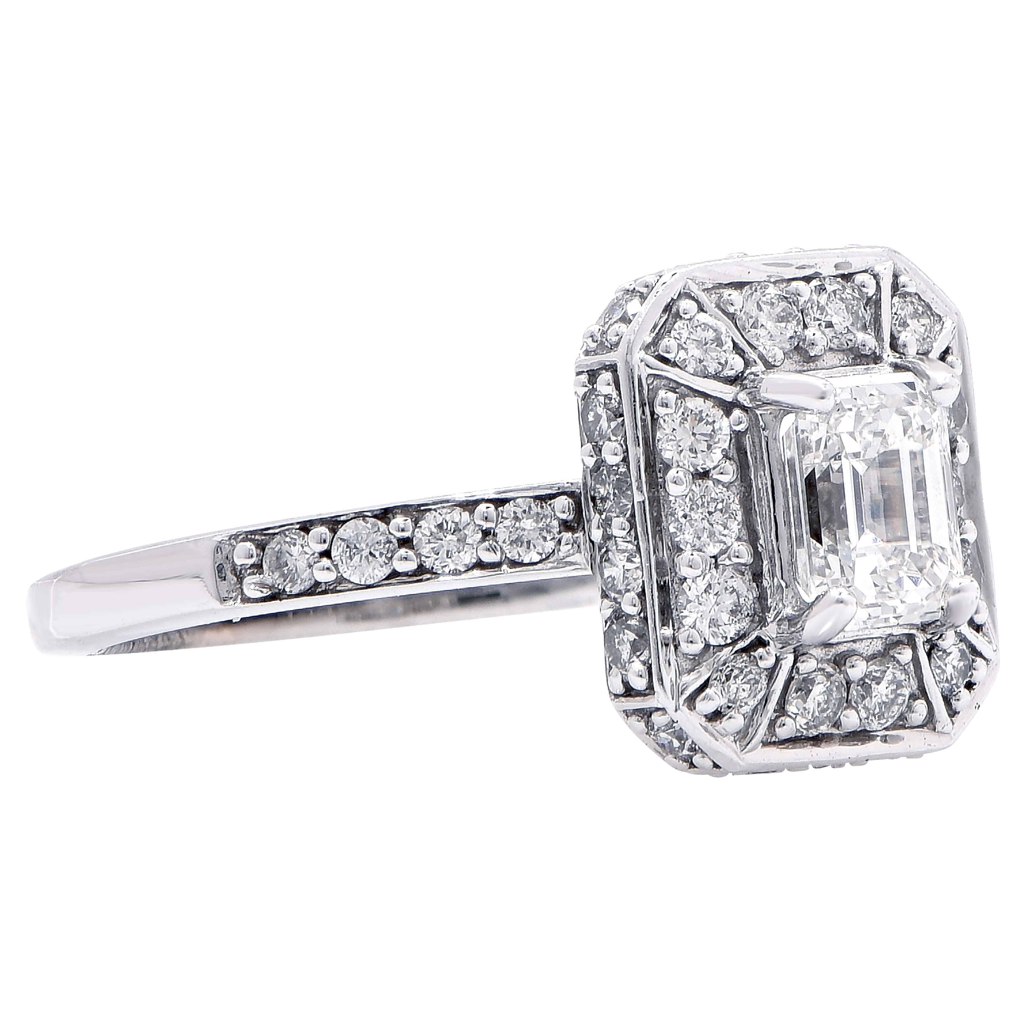 Women's or Men's Emerald Cut Diamond Engagement Ring