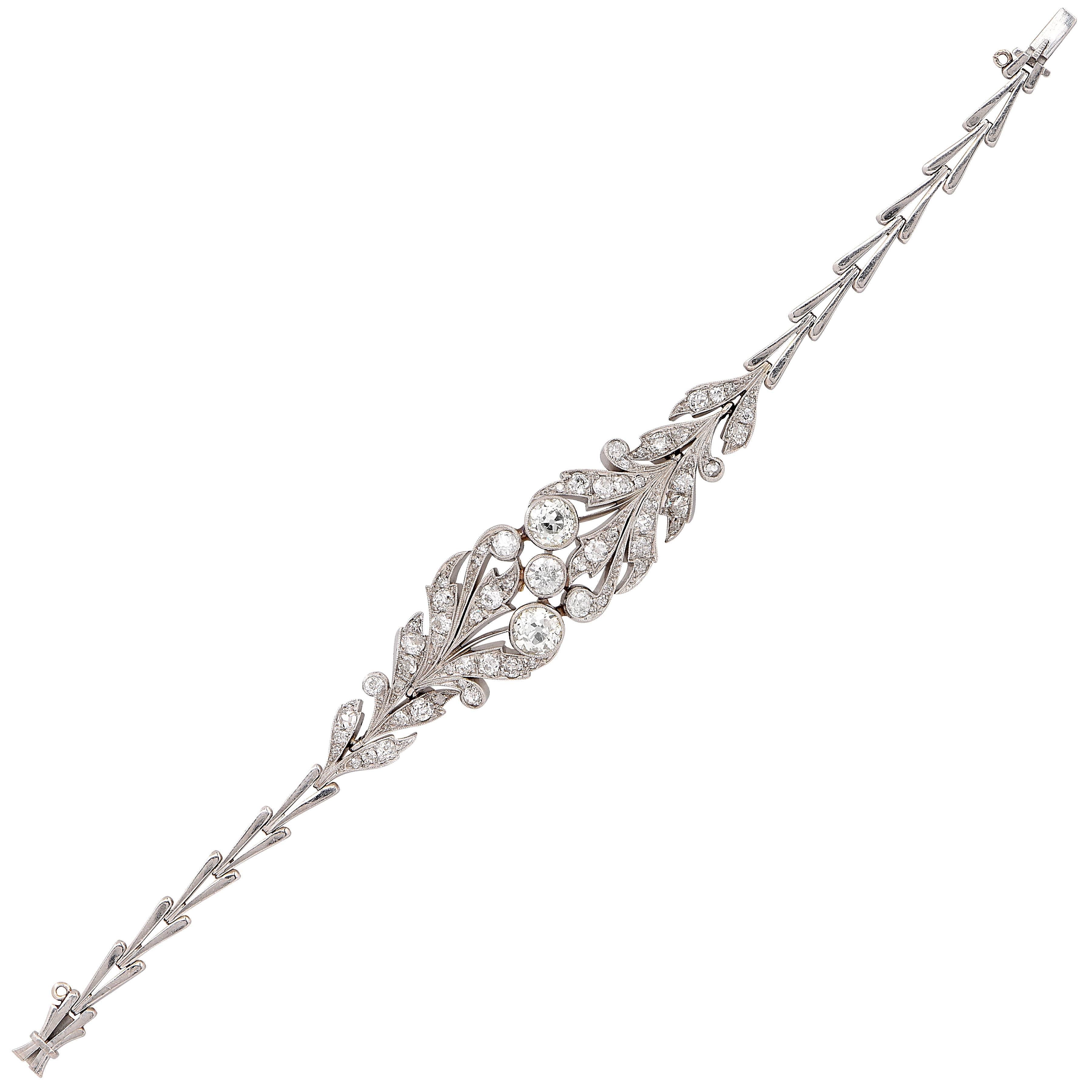 Belle Époque Garland Style Diamond Palladium Bracelet