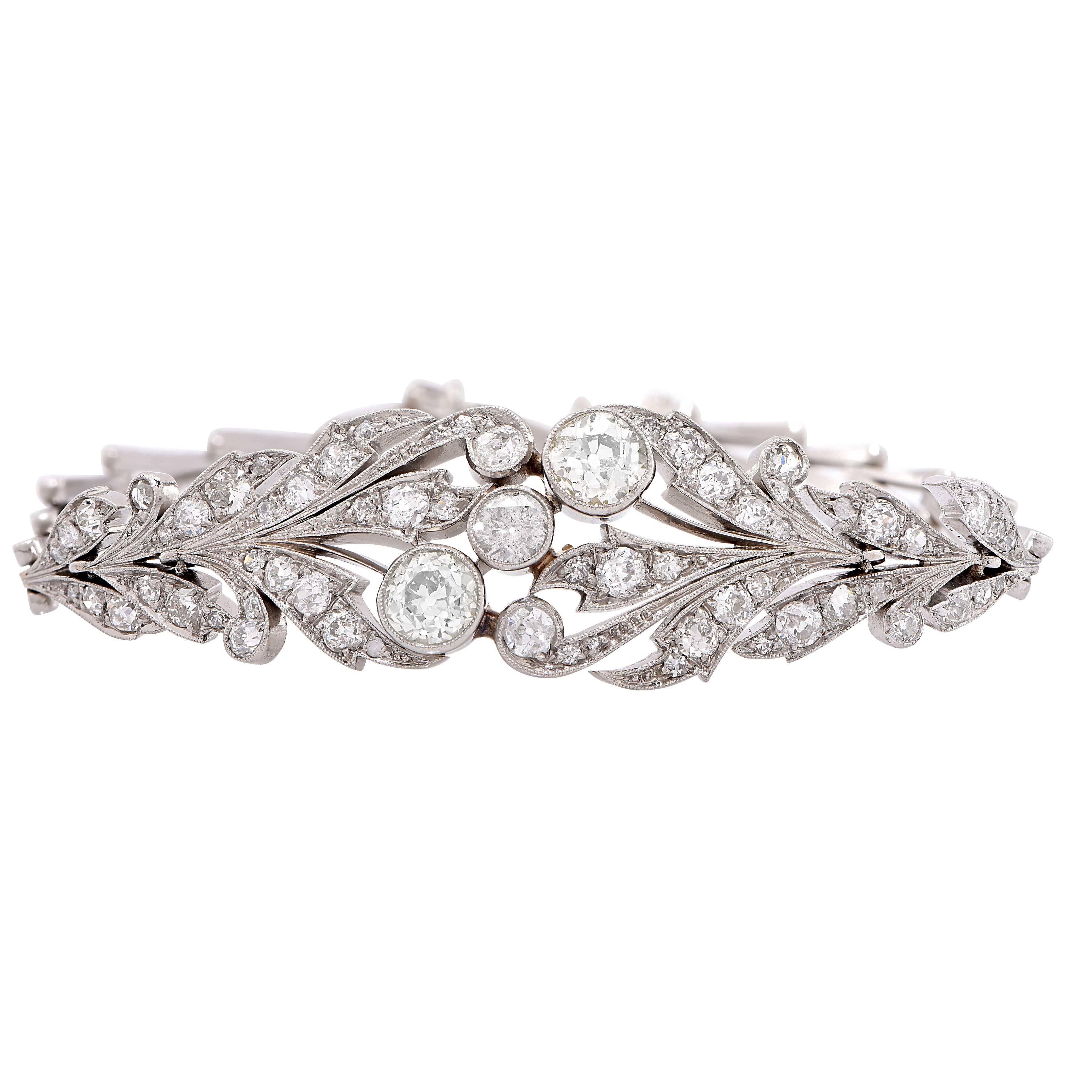 Garland Style Diamond Palladium Bracelet In Excellent Condition In Bay Harbor Islands, FL