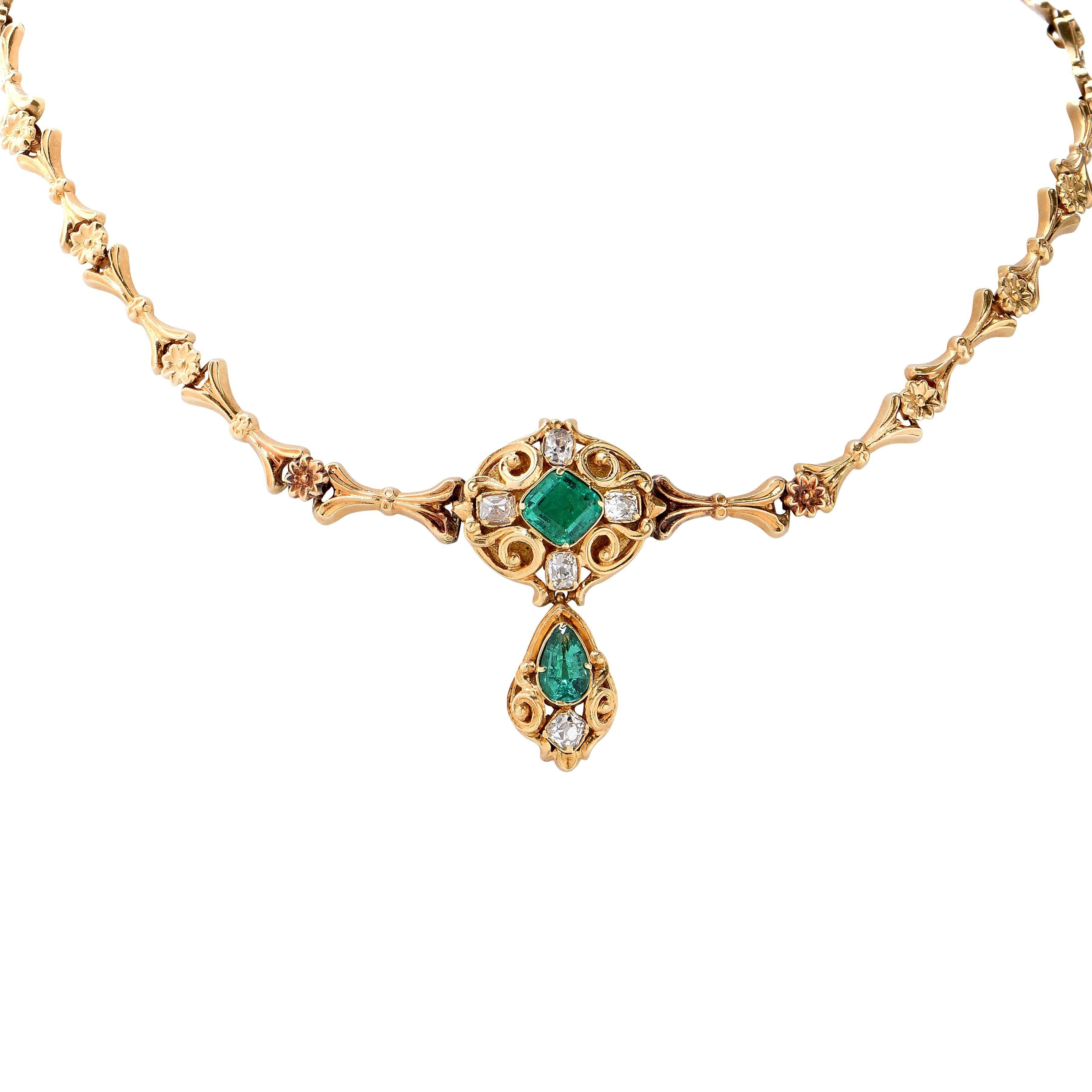 antique emerald necklace gold