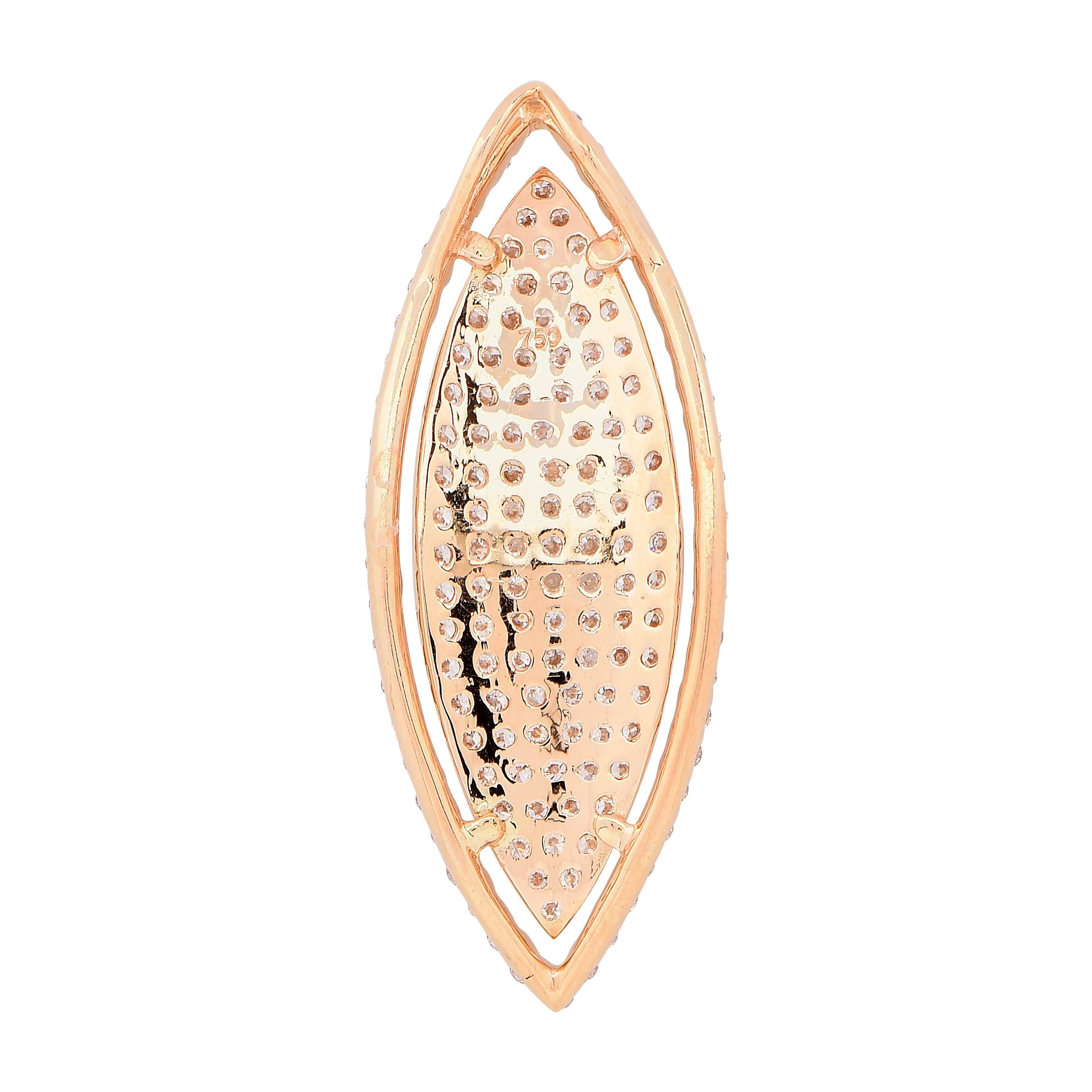 2.8 Carat Diamond Marquise shape pendant featuring 153 round cut diamonds bead set in 18 karat rose gold.

Metal Type: 18 Karat Rose Gold (stamped and/or tested)
Metal Weight: 6 Grams