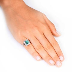 1.36 Carat Colombian Emerald No Treatment AGL Diamond Ring