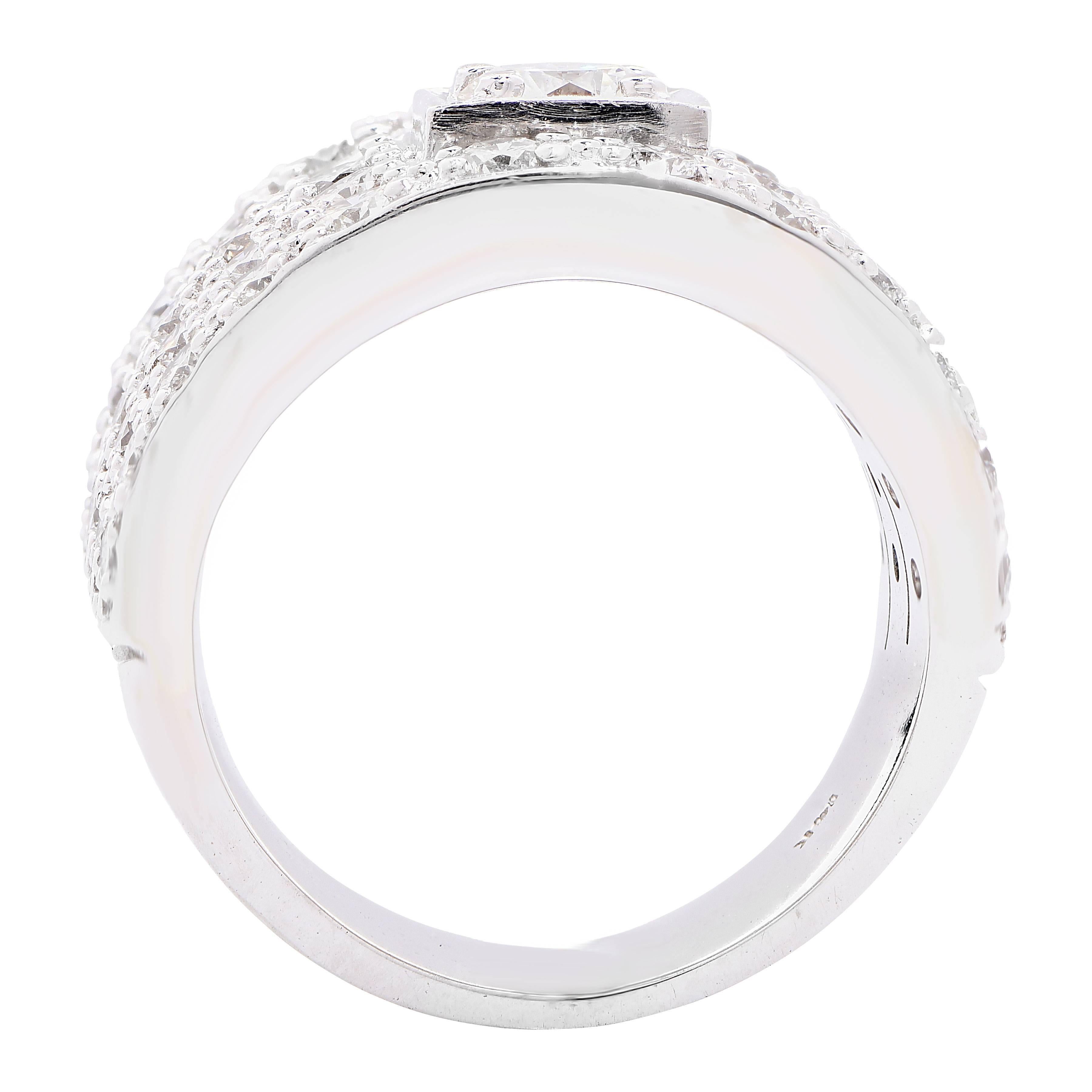 Women's or Men's 2.55 Carat Four Row Diamond Gold Band Ring For Sale