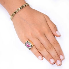 1970s Ruby Diamond Yellow Gold Ring