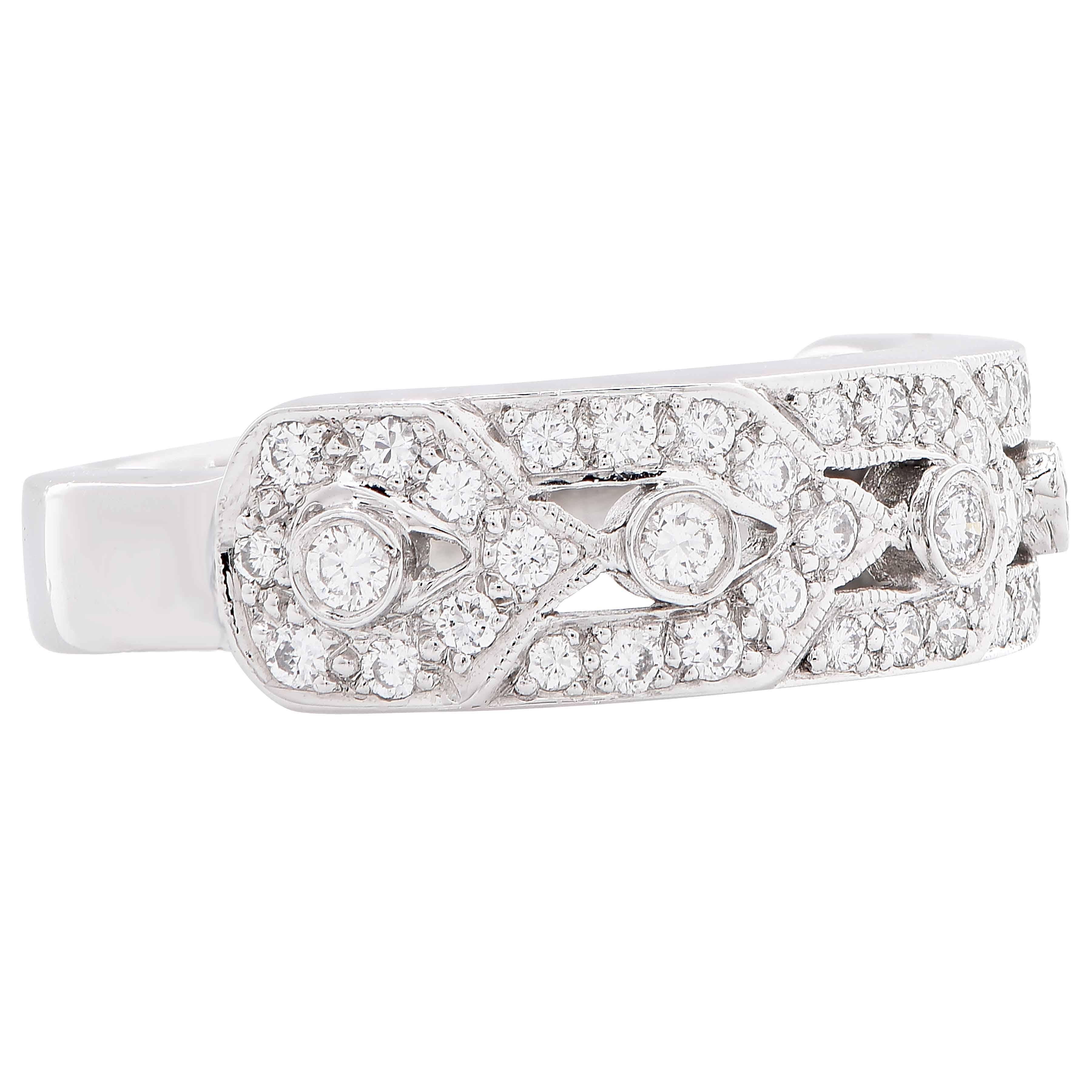 Women's Art Deco Style Diamond Platinum Ring