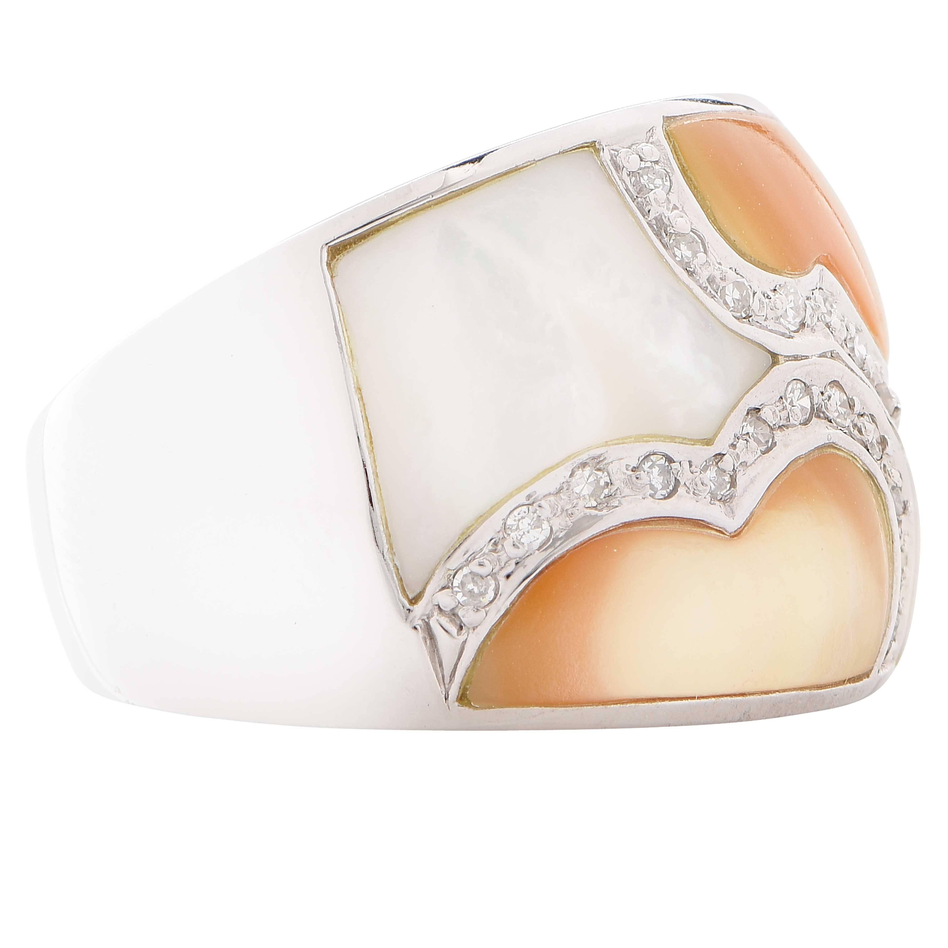 Women's Enamel and Diamond Ring For Sale