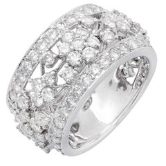 3.6 Carat Diamond Flower Motif 18 Karat White Gold Band