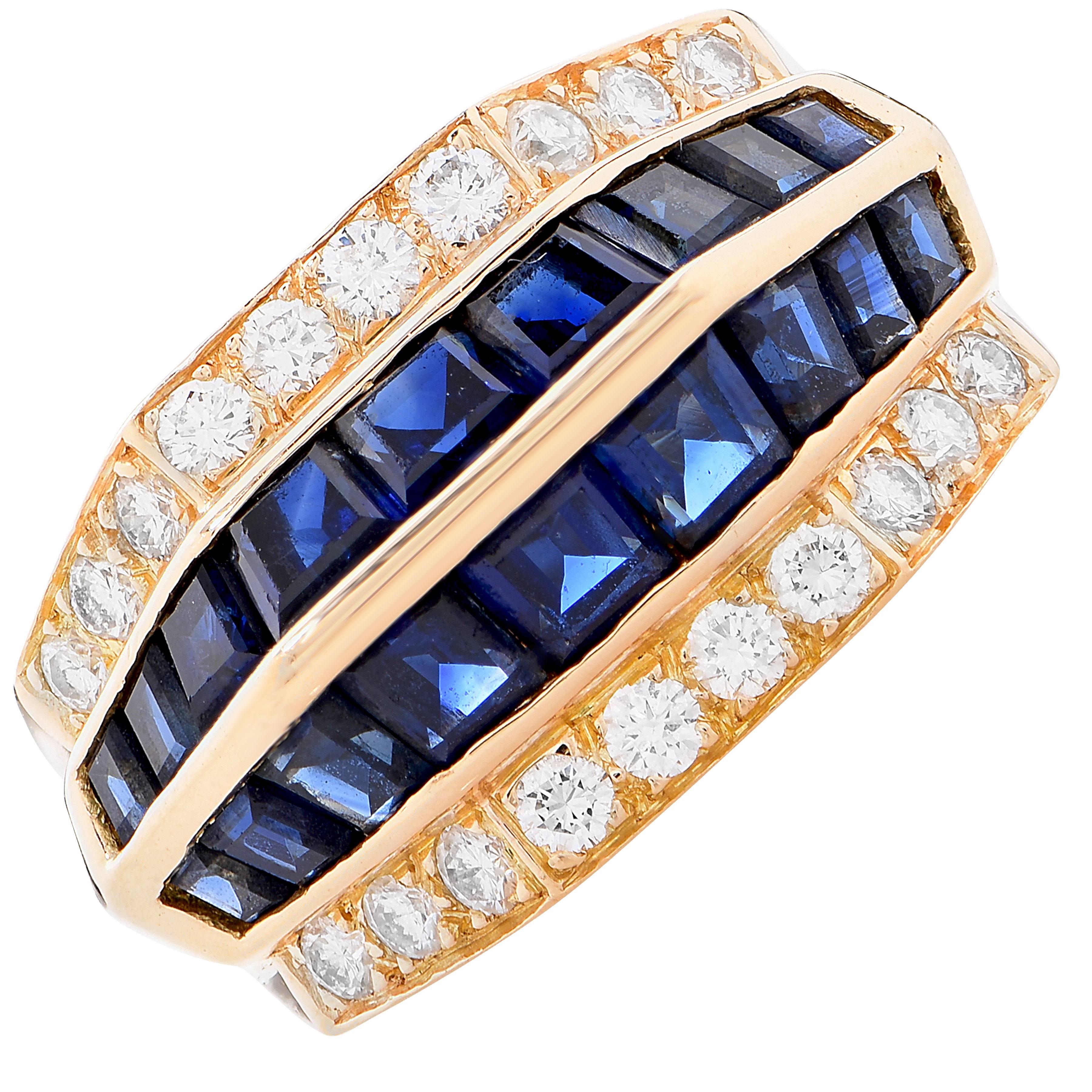 Women's Oscar Heyman Sapphire Diamond 18 Karat Yellow Gold Ring