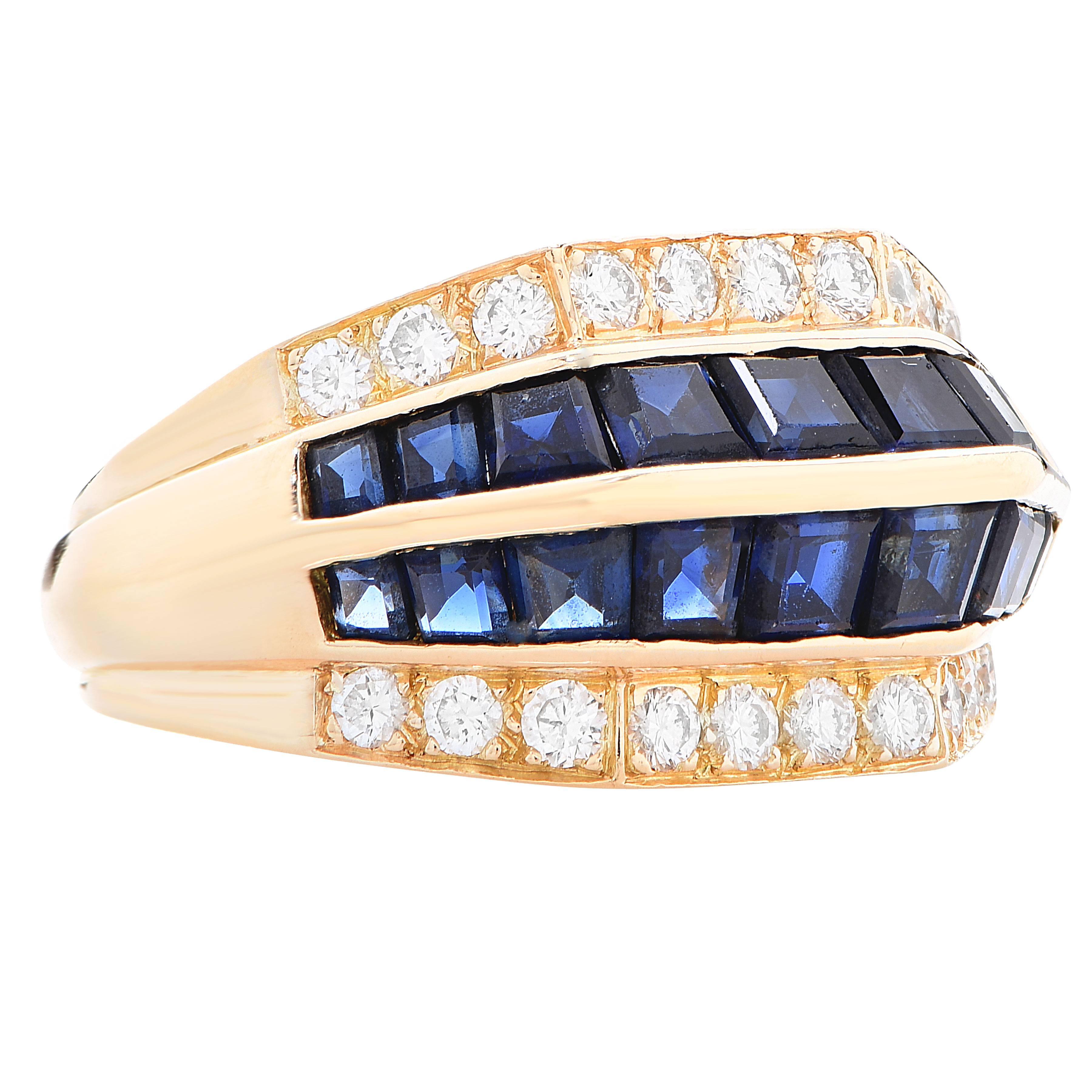 Oscar Heyman Sapphire Diamond 18 Karat Yellow Gold Ring 2