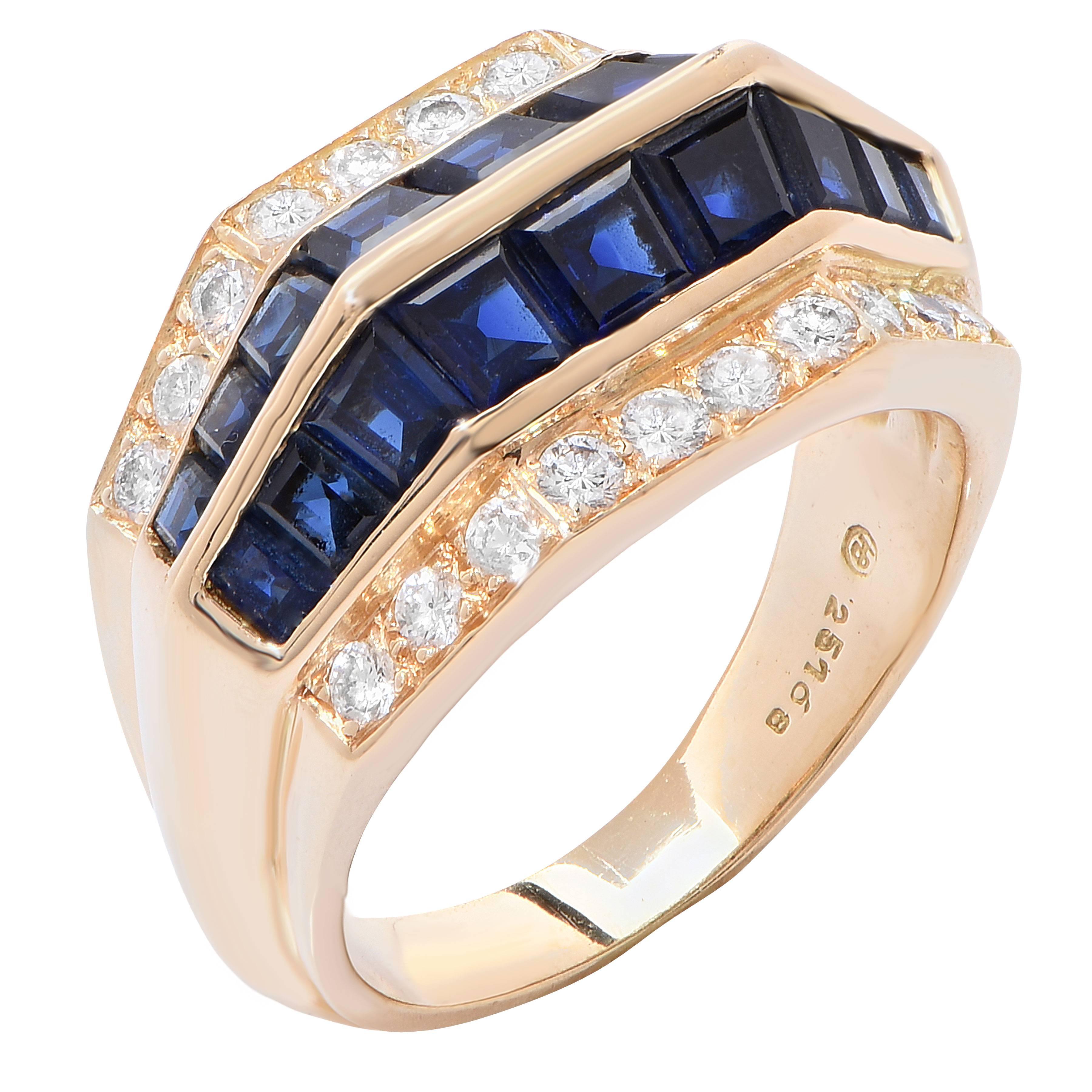 Oscar Heyman Sapphire Diamond 18 Karat Yellow Gold Ring
