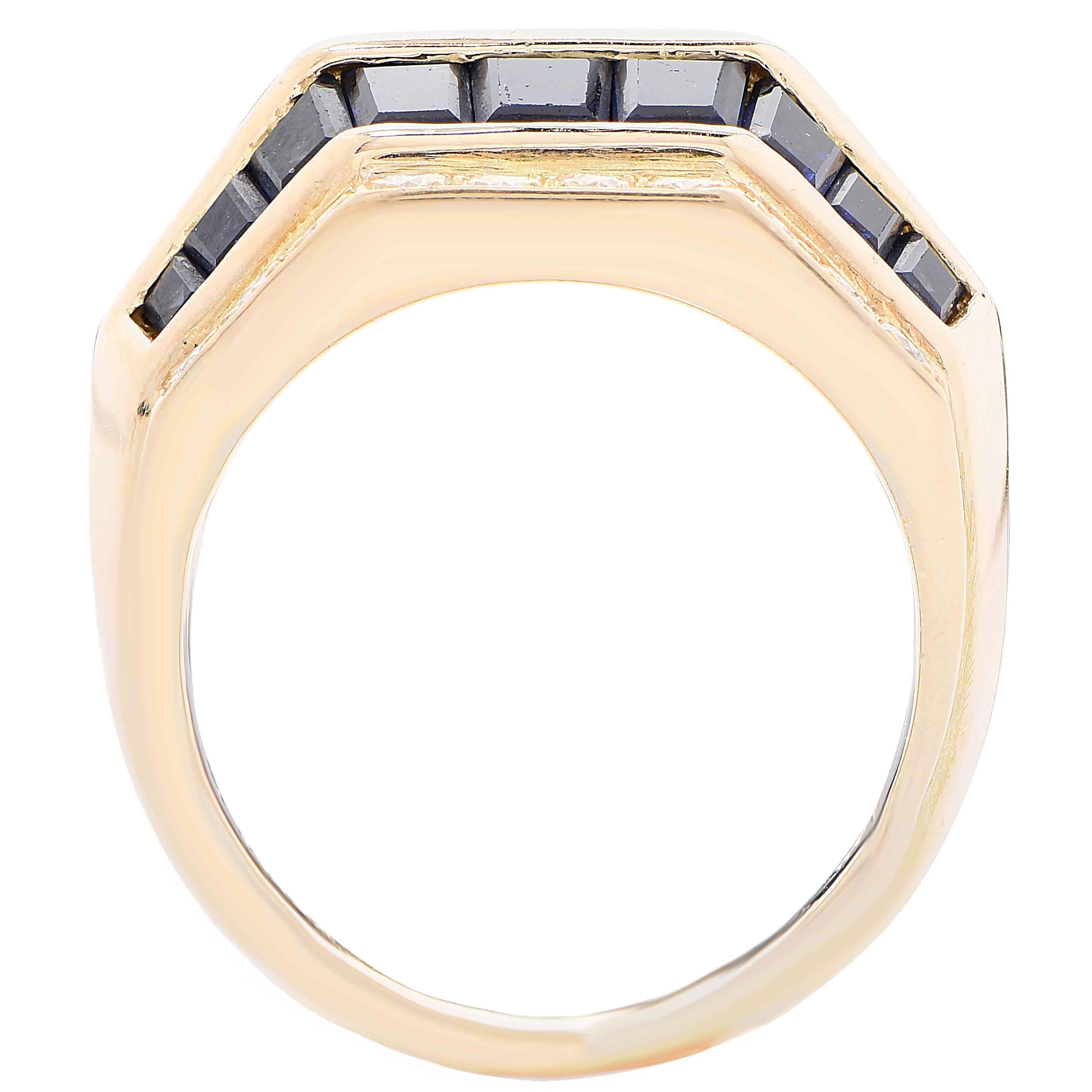 Oscar Heyman Sapphire Diamond 18 Karat Yellow Gold Ring 3