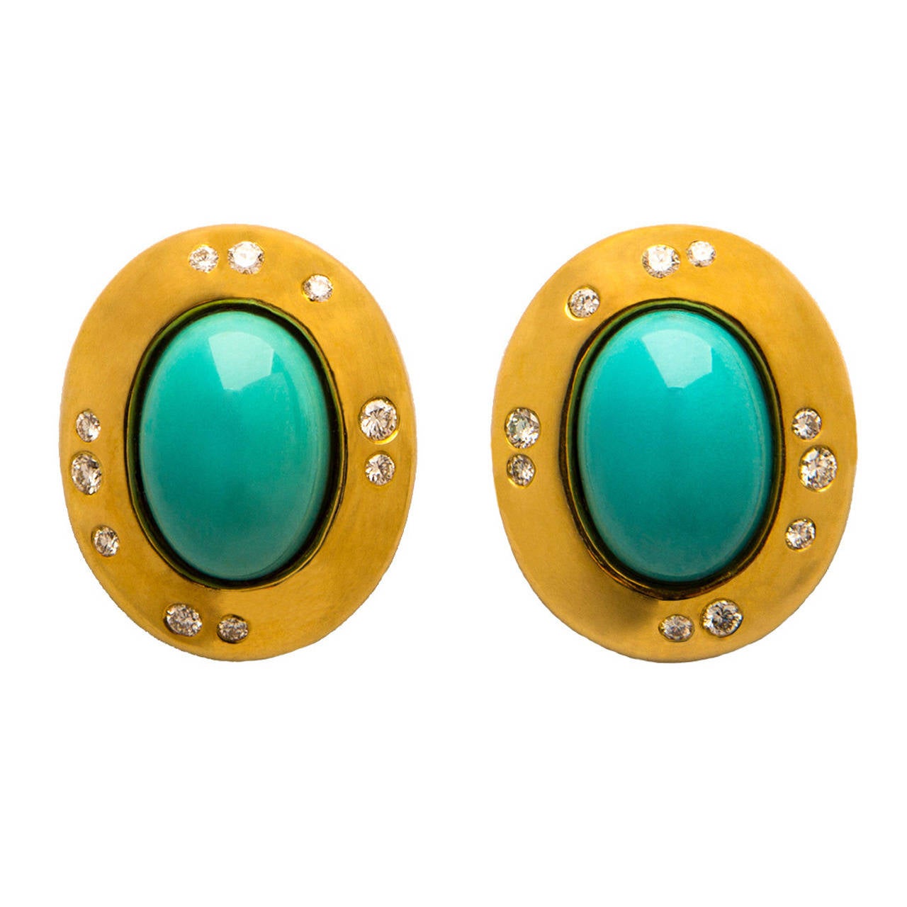Tiffany & Co. Angela Cummings Turquoise Diamond Gold Earrings