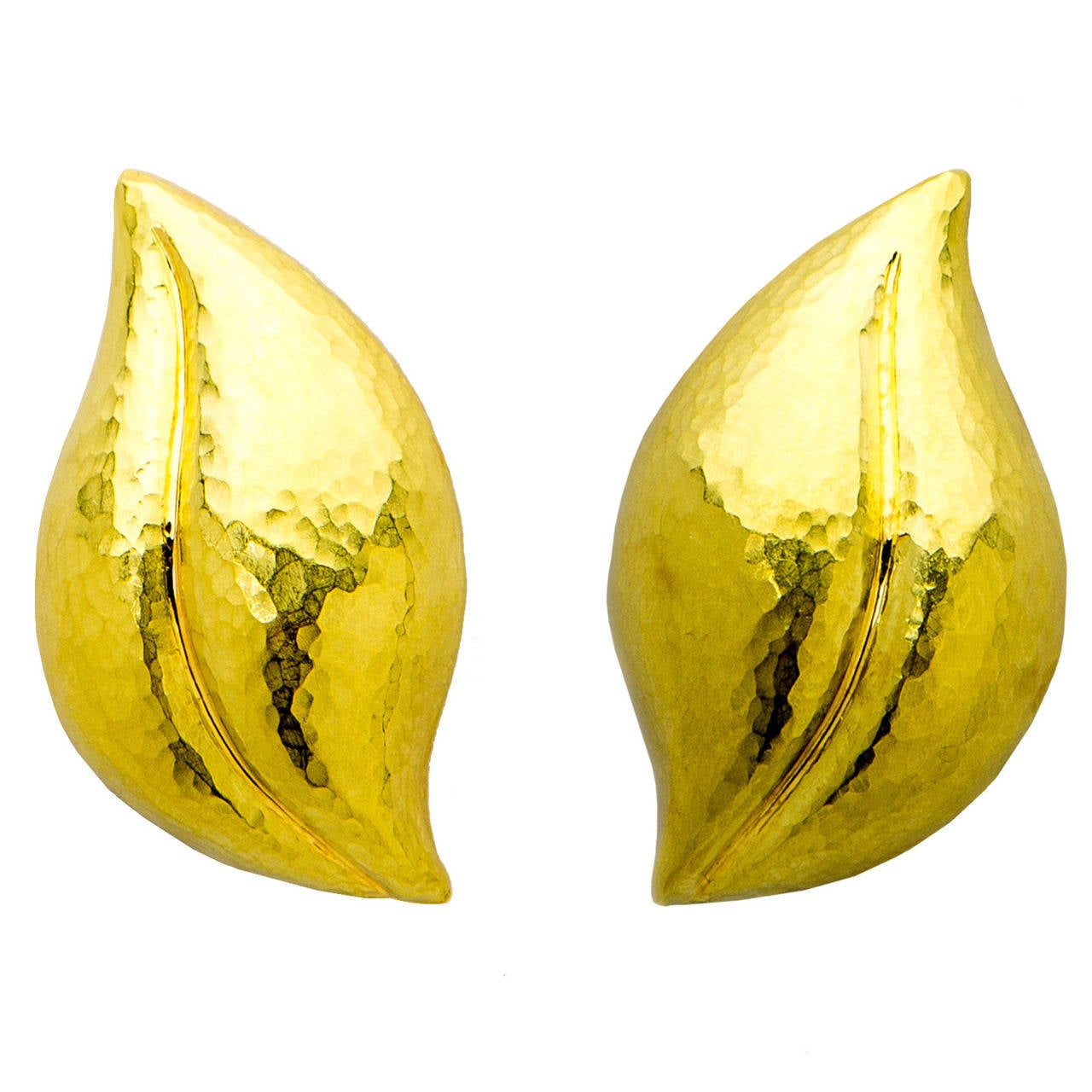 Tiffany and Co. Paloma Picasso Gold Leaf Earrings For Sale at 1stDibs