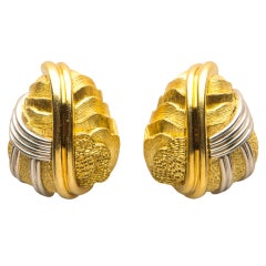 Henry Dunay Cinnabar Gold Platinum Earrings