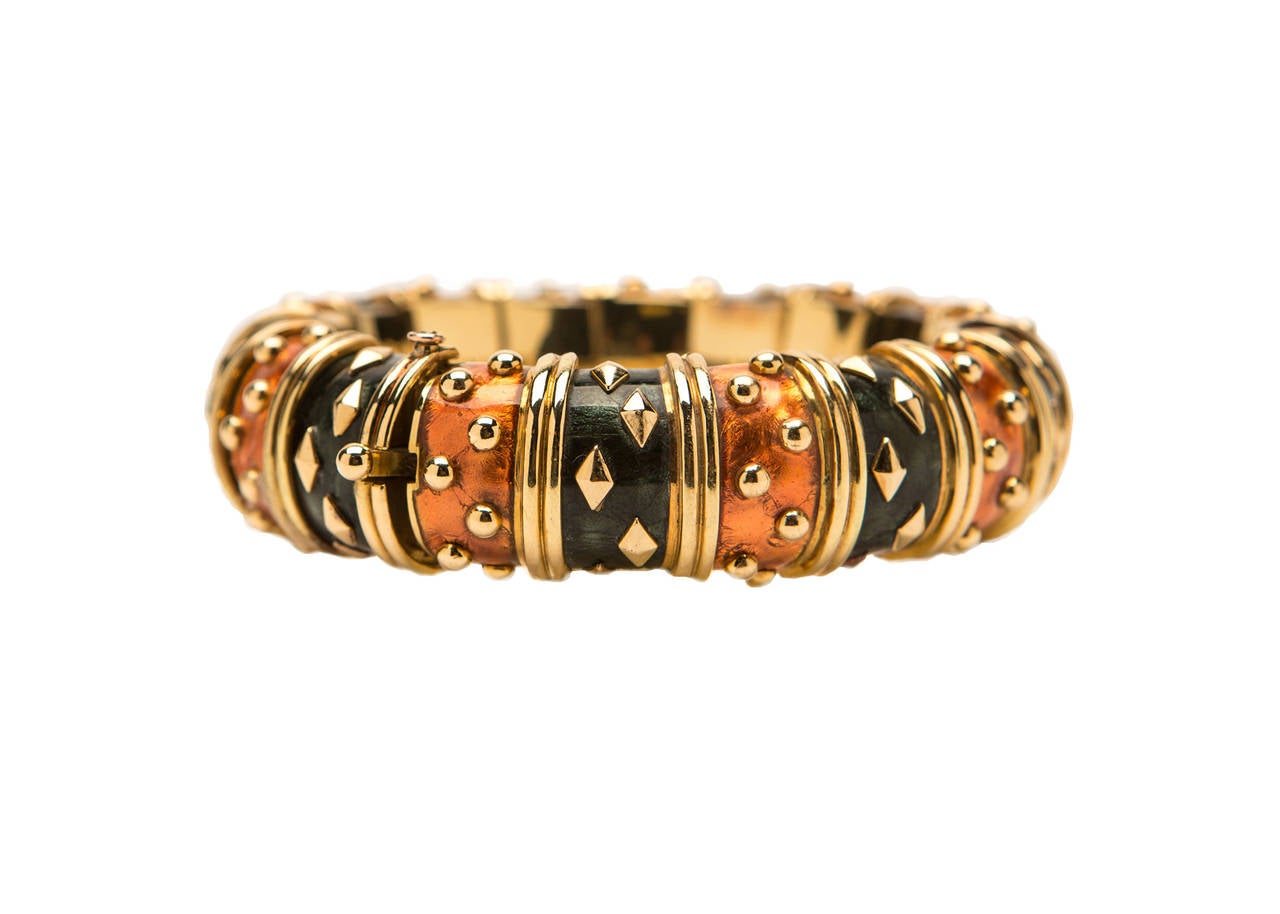 Contemporary Tiffany & Co. Schlumberger Enamel Gold Bracelet