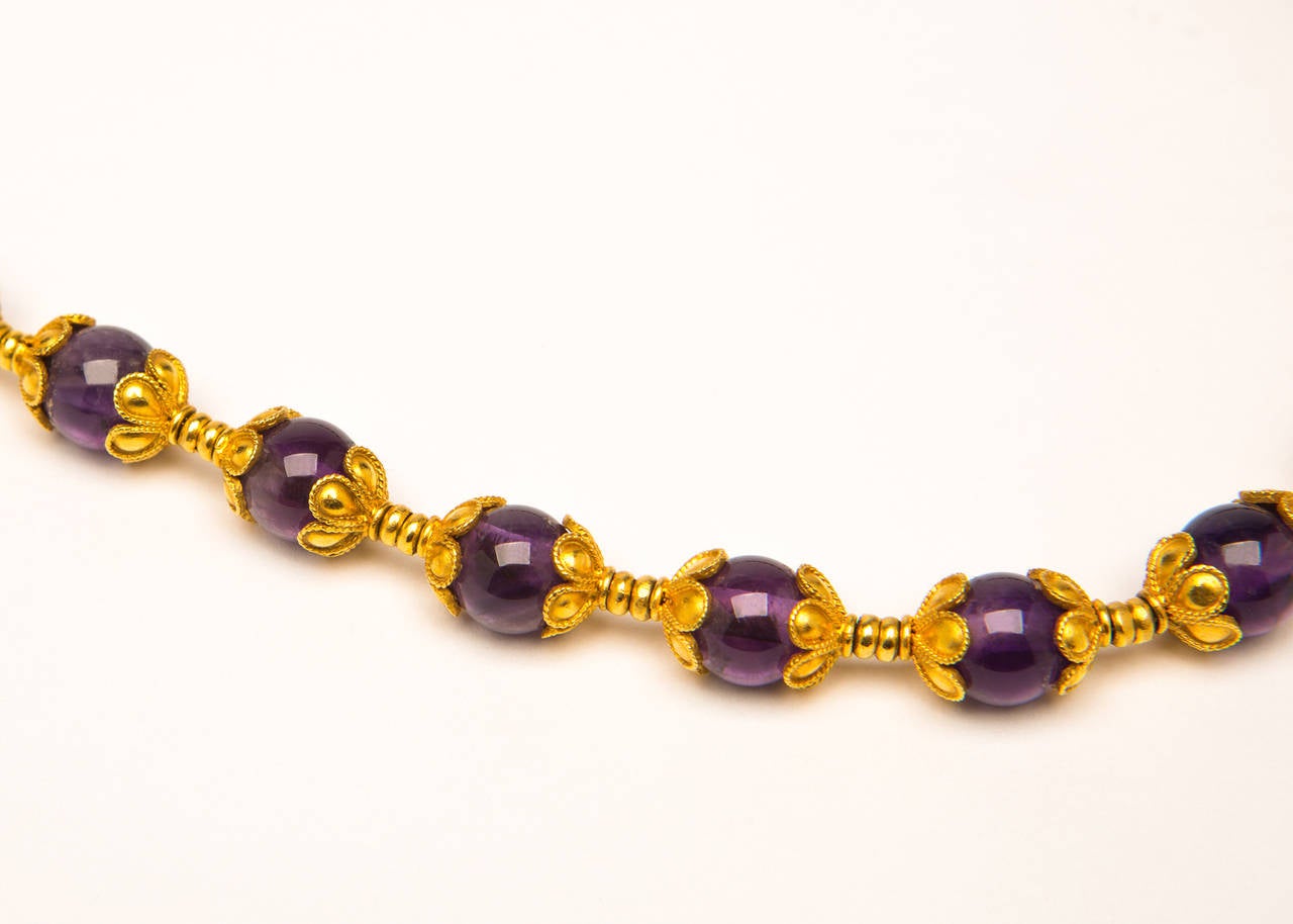 Classical Greek Ilias Lalaounis Amethyst Gold Necklace