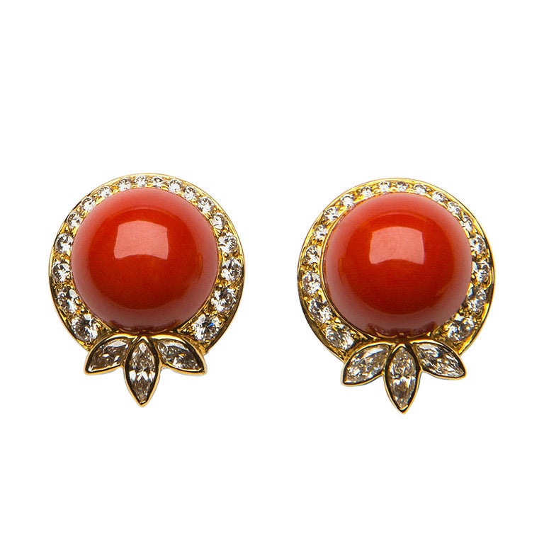 Marvin Schluger Coral Diamond Earrings