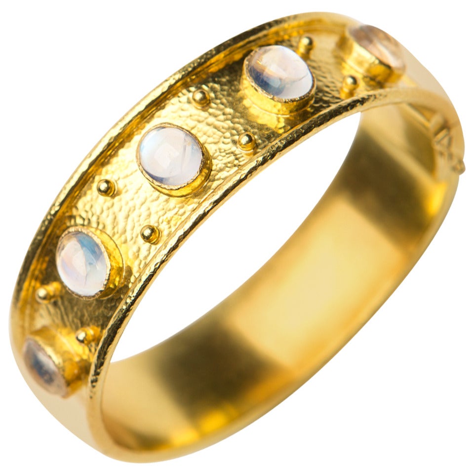 Elizabeth Locke Moonstone Gold Bangle Bracelet