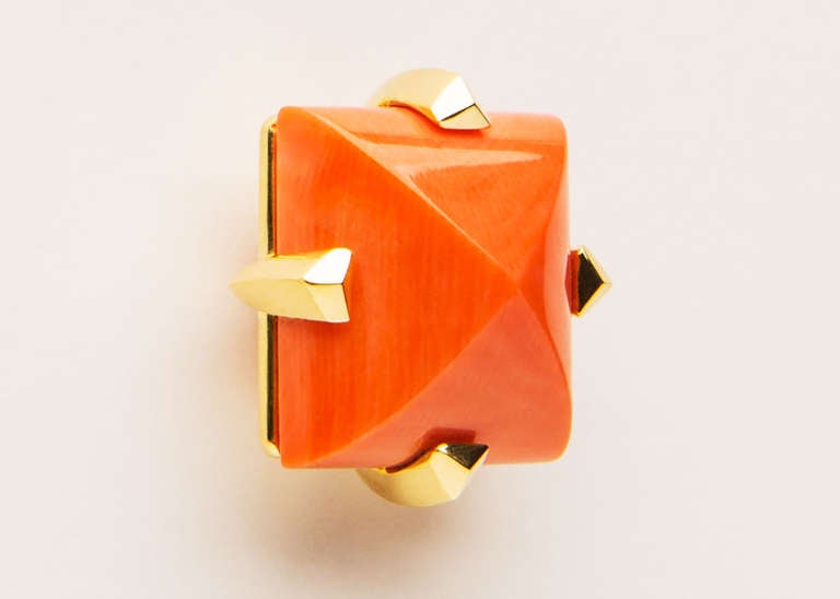 Contemporary Opulent Coral Gold Earrings